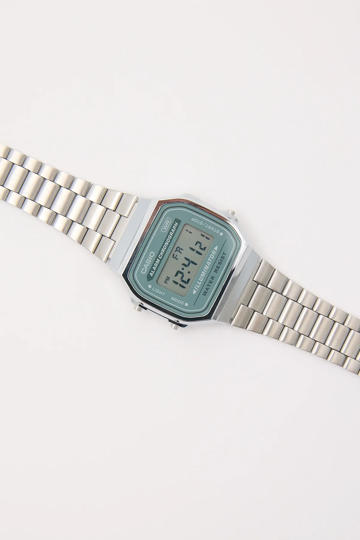 A168WA-3A Analogue Watch Silver/Green