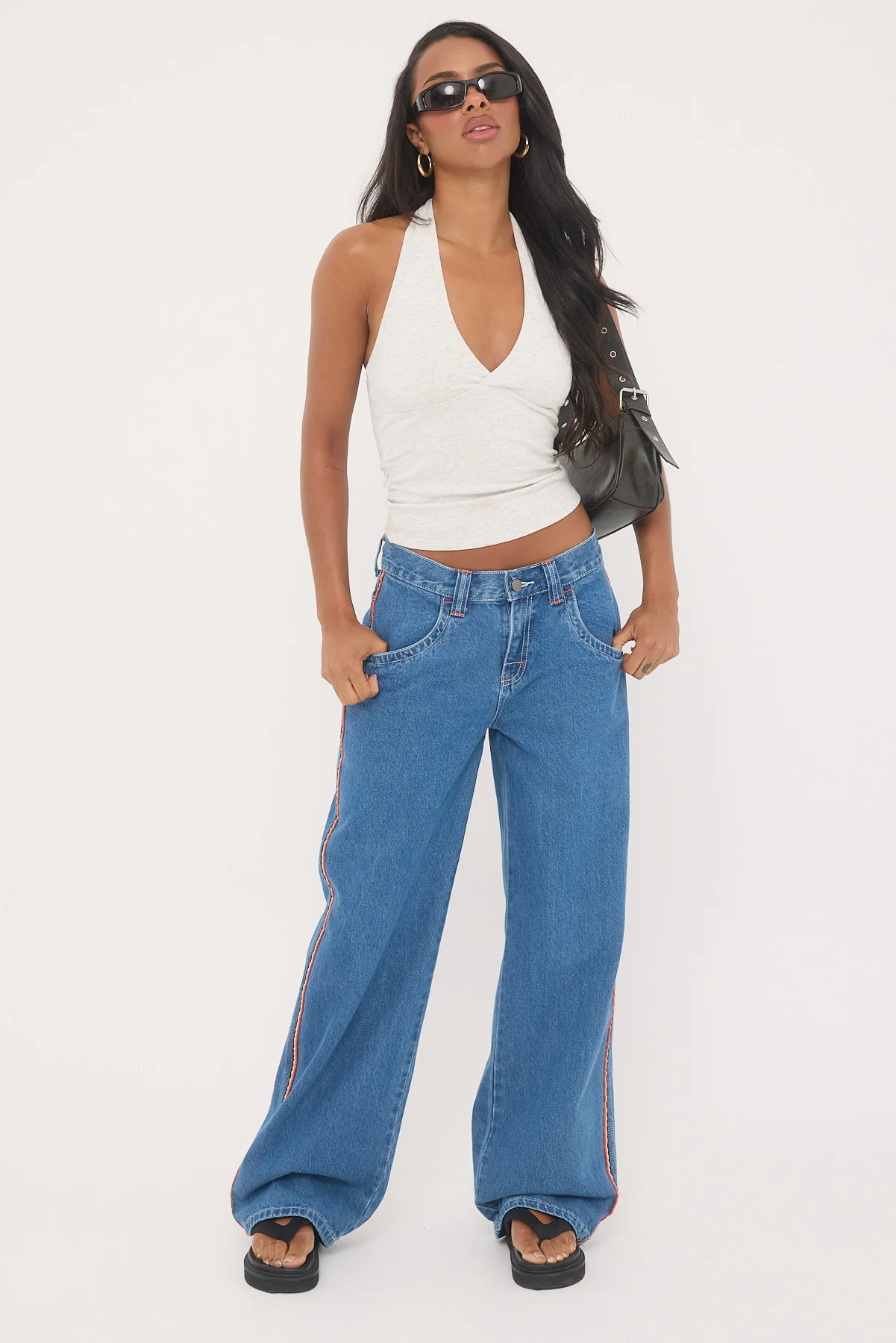 Flip Mommy Low Rise Wide Leg Jean Middy Blue/Orange
