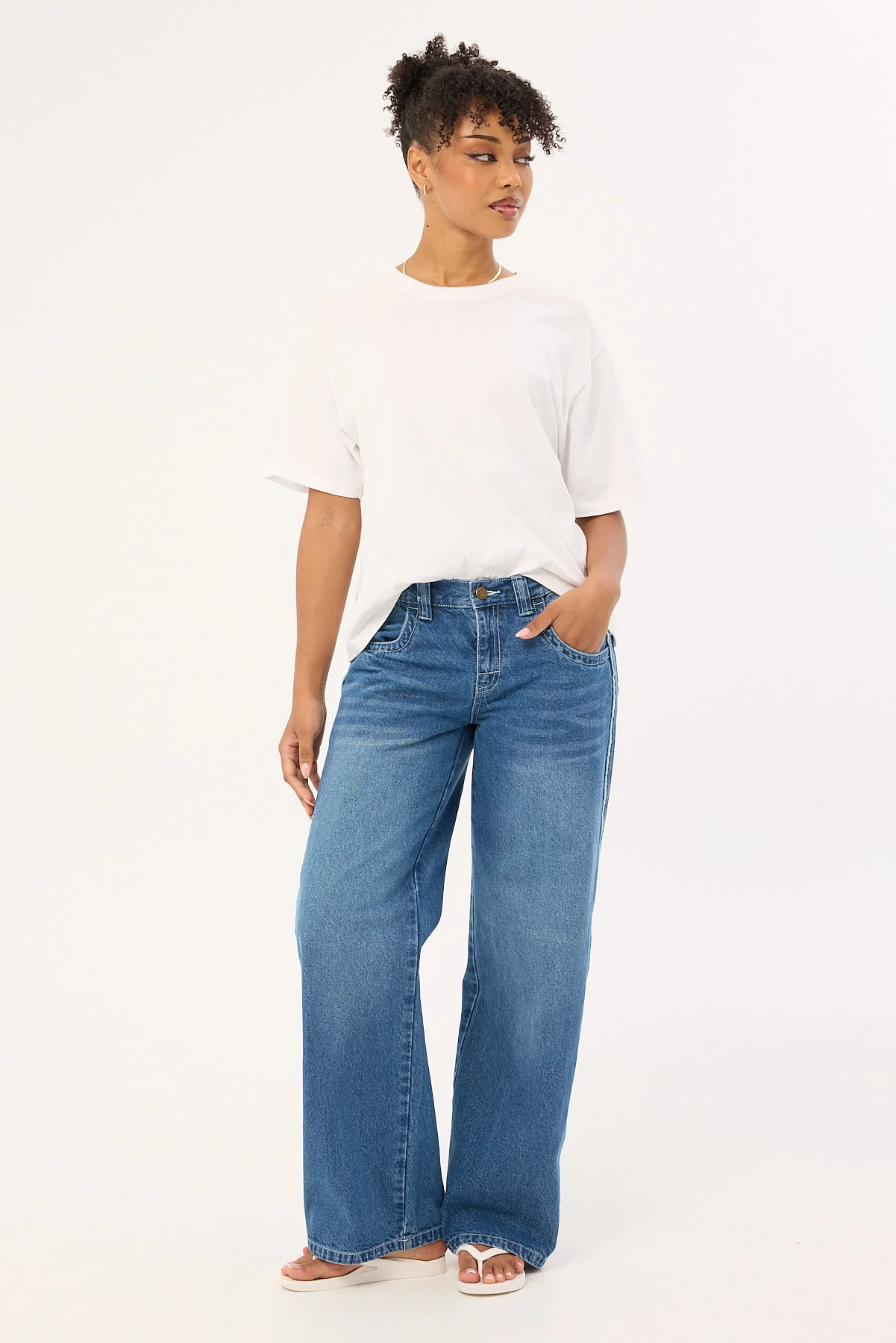 Flip Mommy Low Rise Wide Leg Jean Blasted Middy Blue 2 Flip Mommy Low Rise Wide Leg Jean Blasted Middy Blue