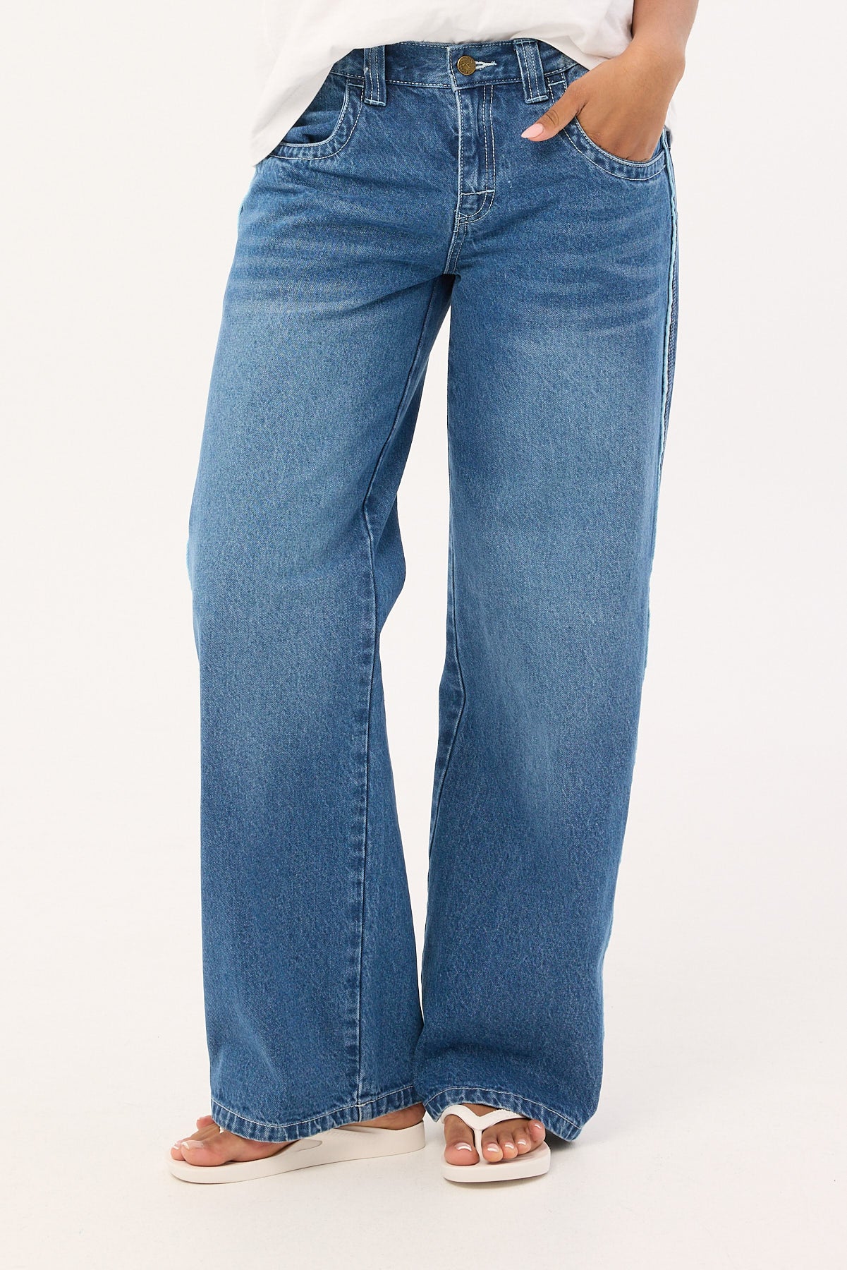 Flip Mommy Low Rise Wide Leg Jean Blasted Middy Blue 3 Flip Mommy Low Rise Wide Leg Jean Blasted Middy Blue