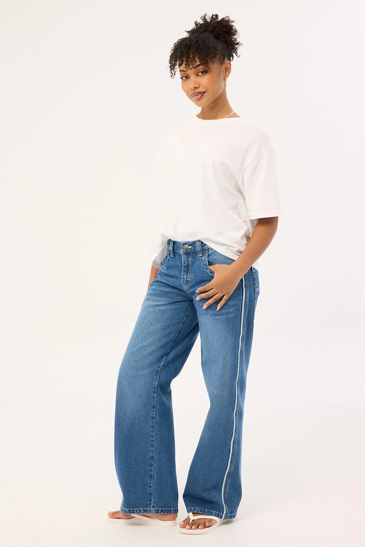 Flip Mommy Low Rise Wide Leg Jean Blasted Middy Blue 5 Flip Mommy Low Rise Wide Leg Jean Blasted Middy Blue