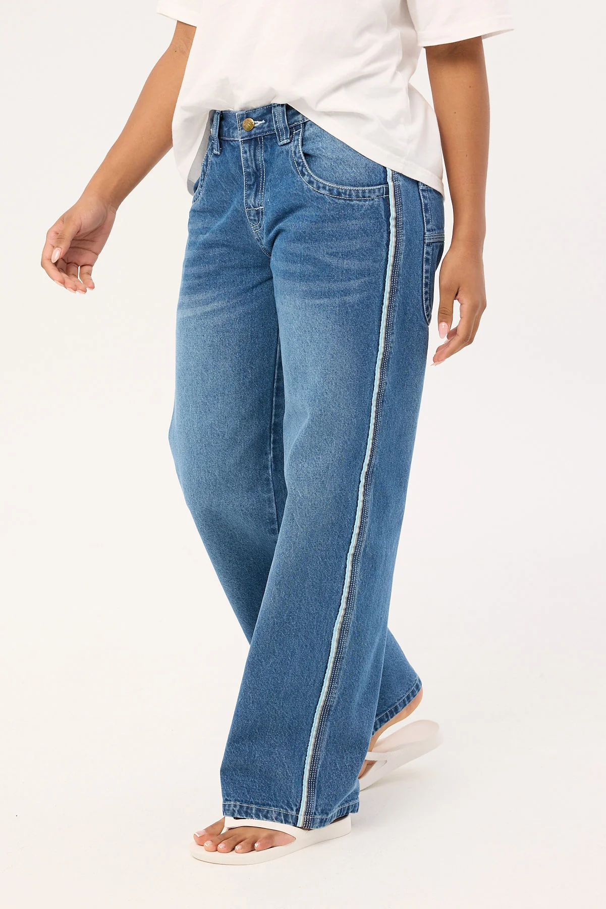 Flip Mommy Low Rise Wide Leg Jean Blasted Middy Blue 6 Flip Mommy Low Rise Wide Leg Jean Blasted Middy Blue