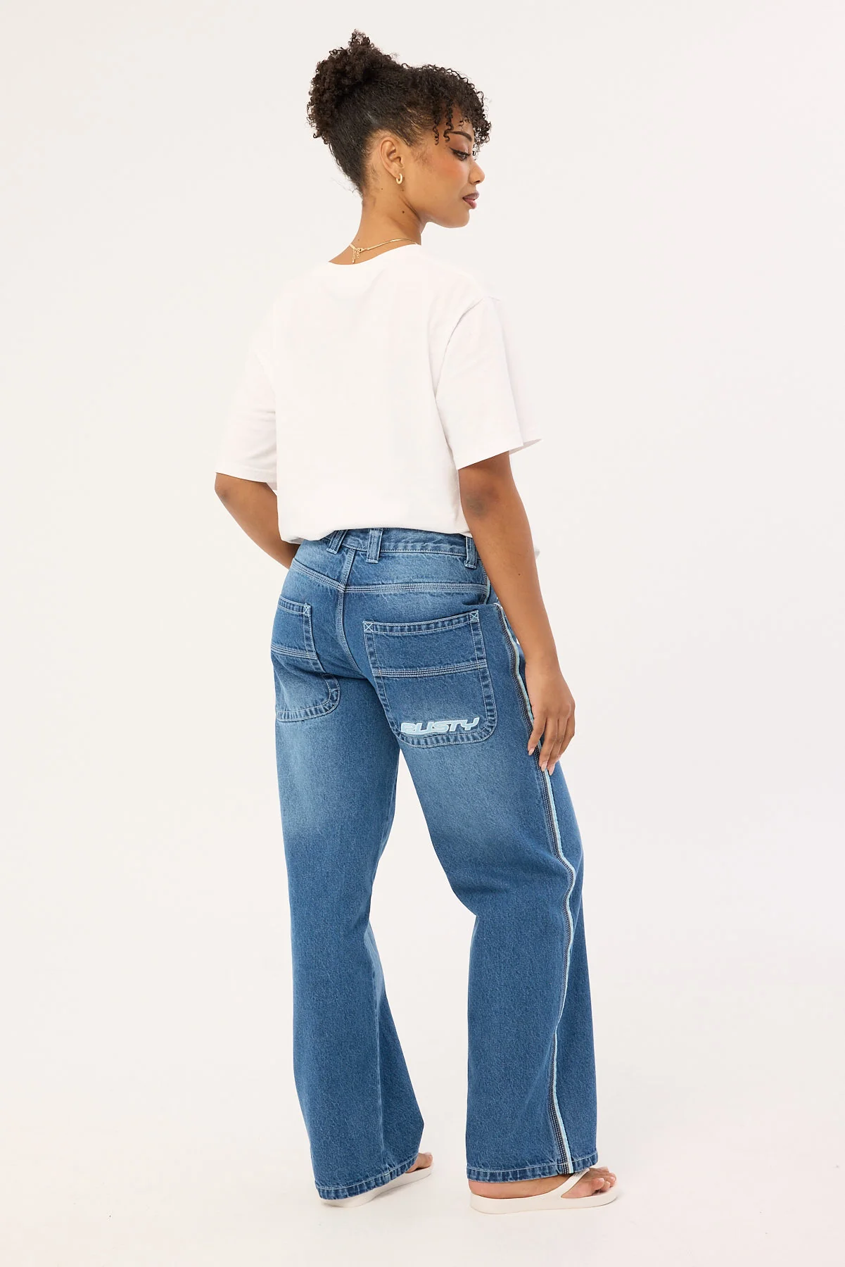 Flip Mommy Low Rise Wide Leg Jean Blasted Middy Blue 8 Flip Mommy Low Rise Wide Leg Jean Blasted Middy Blue