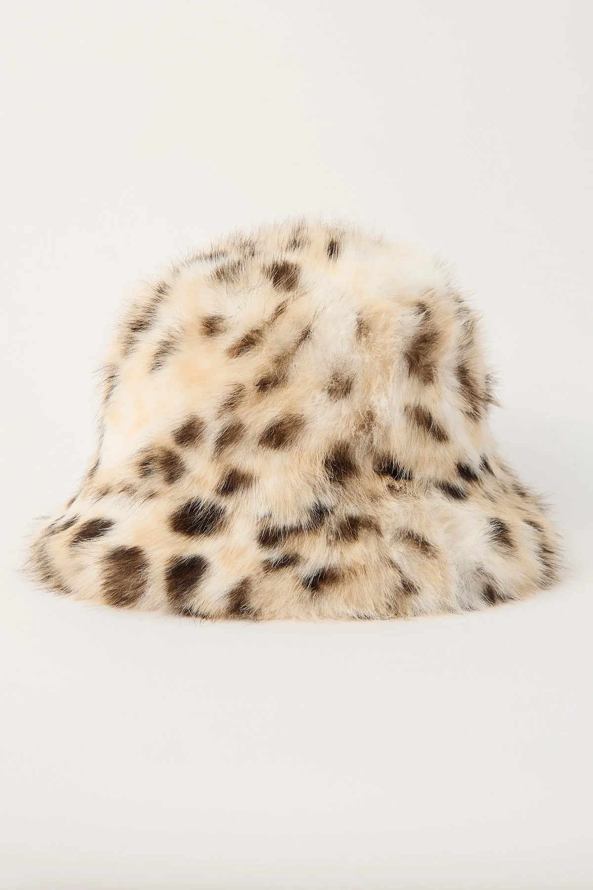 Snow Leopard Faux Fur Hat White Print