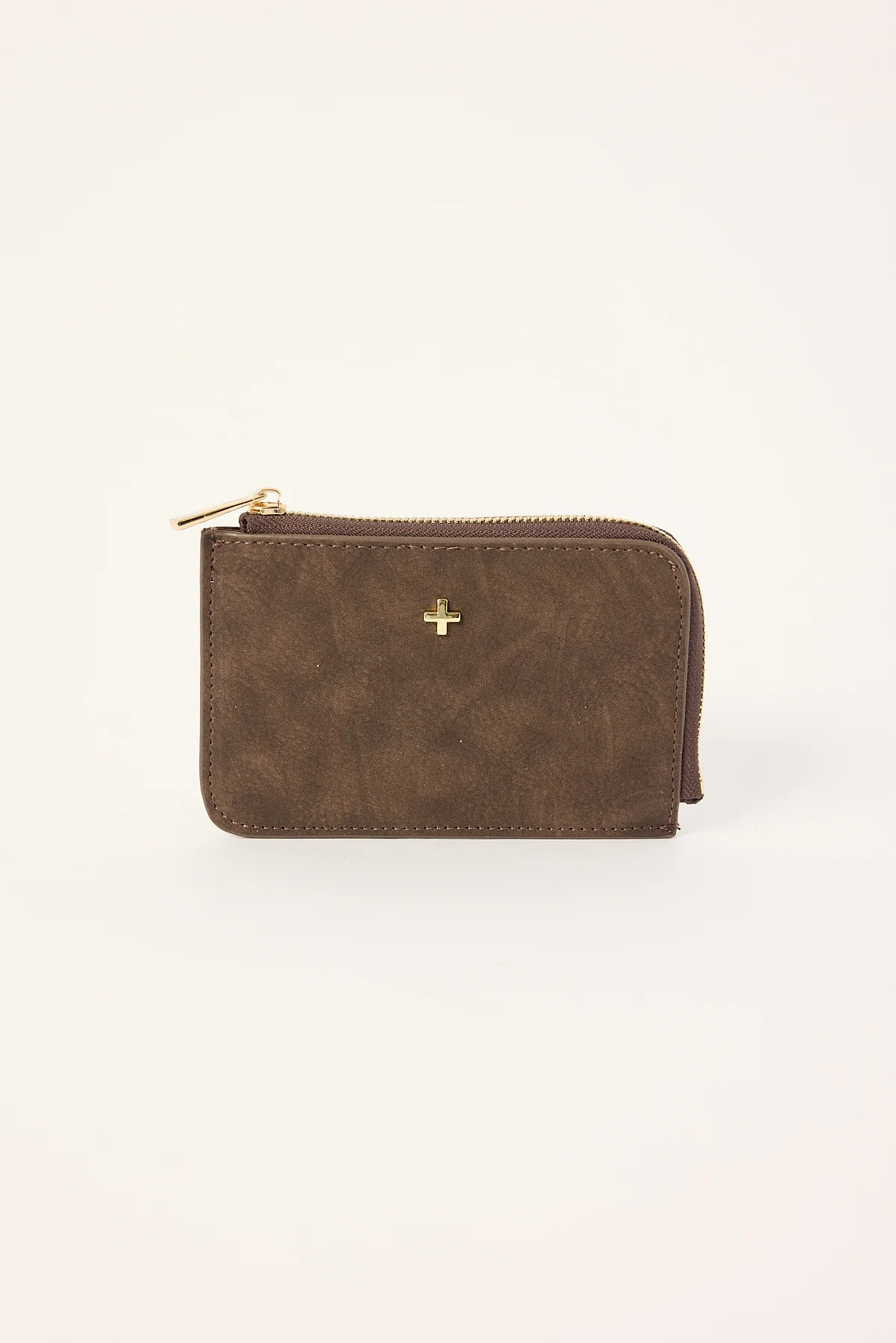 Fitz Cardholder Chocolate Suede PU/Gold