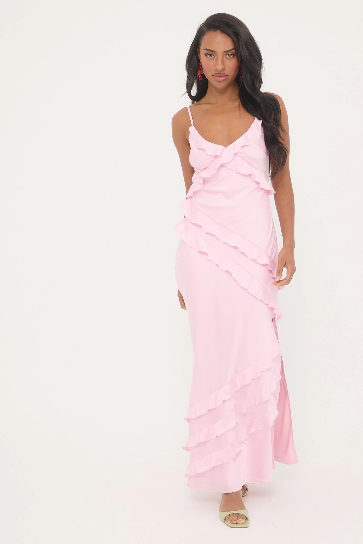 Mae Ruffle Recycled Maxi Dress Baby Pink 4 Mae Ruffle Recycled Maxi Dress Baby Pink