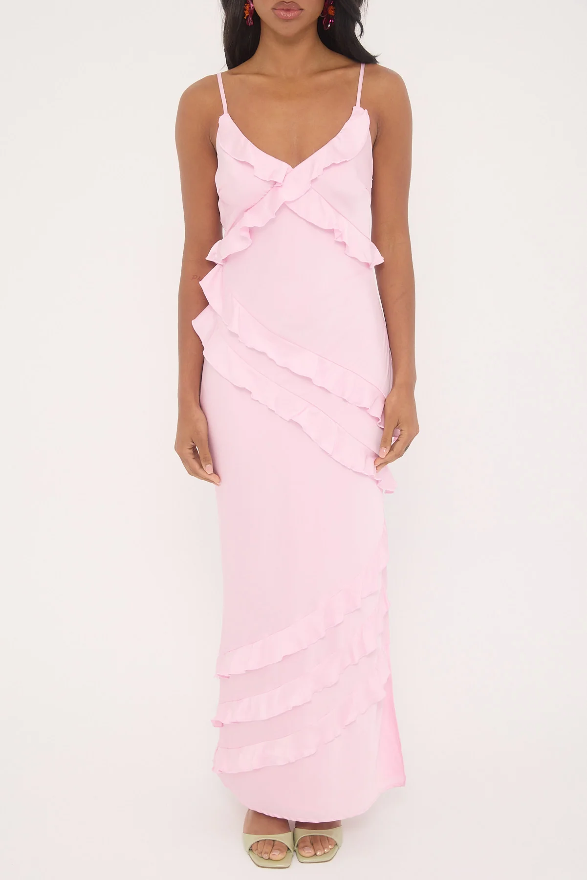 Mae Ruffle Recycled Maxi Dress Baby Pink 7 Mae Ruffle Recycled Maxi Dress Baby Pink