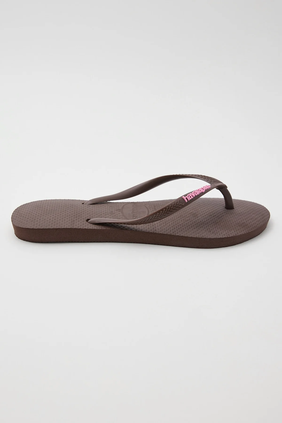 Slim Rubber Logo Thong Brown/Pink