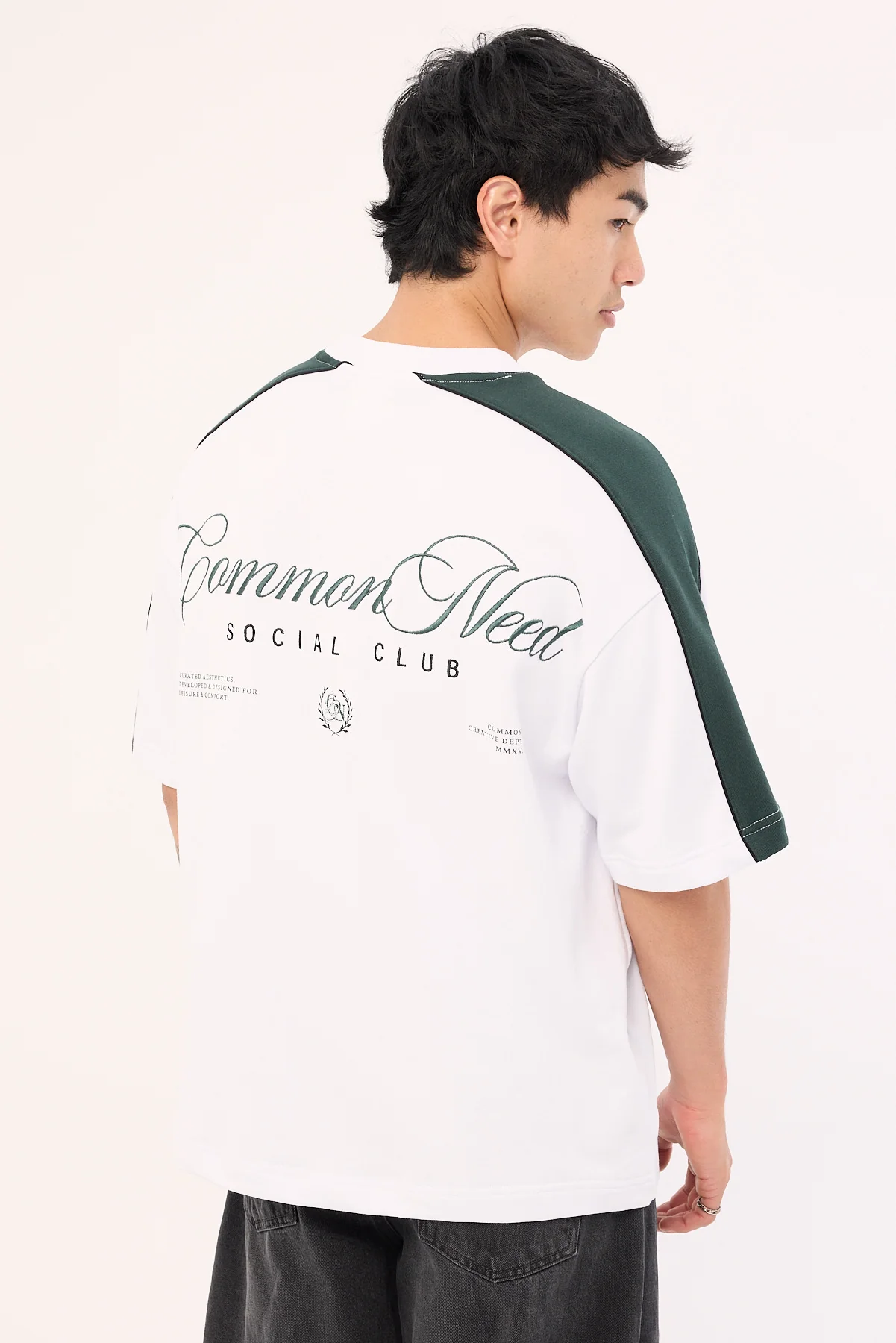 Segment Cropped Loopback Easy Tee White