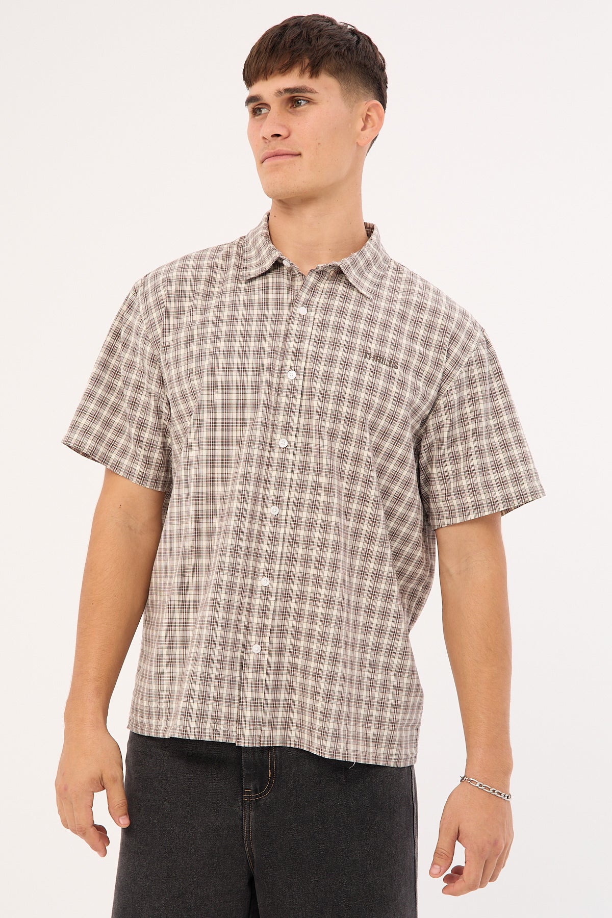 Adorned Check Short Sleeve Shirt Java