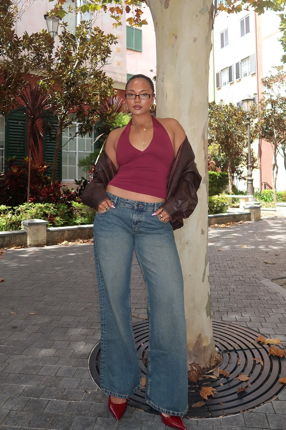 Low Rise Parallel Jean Brown Blue Acid