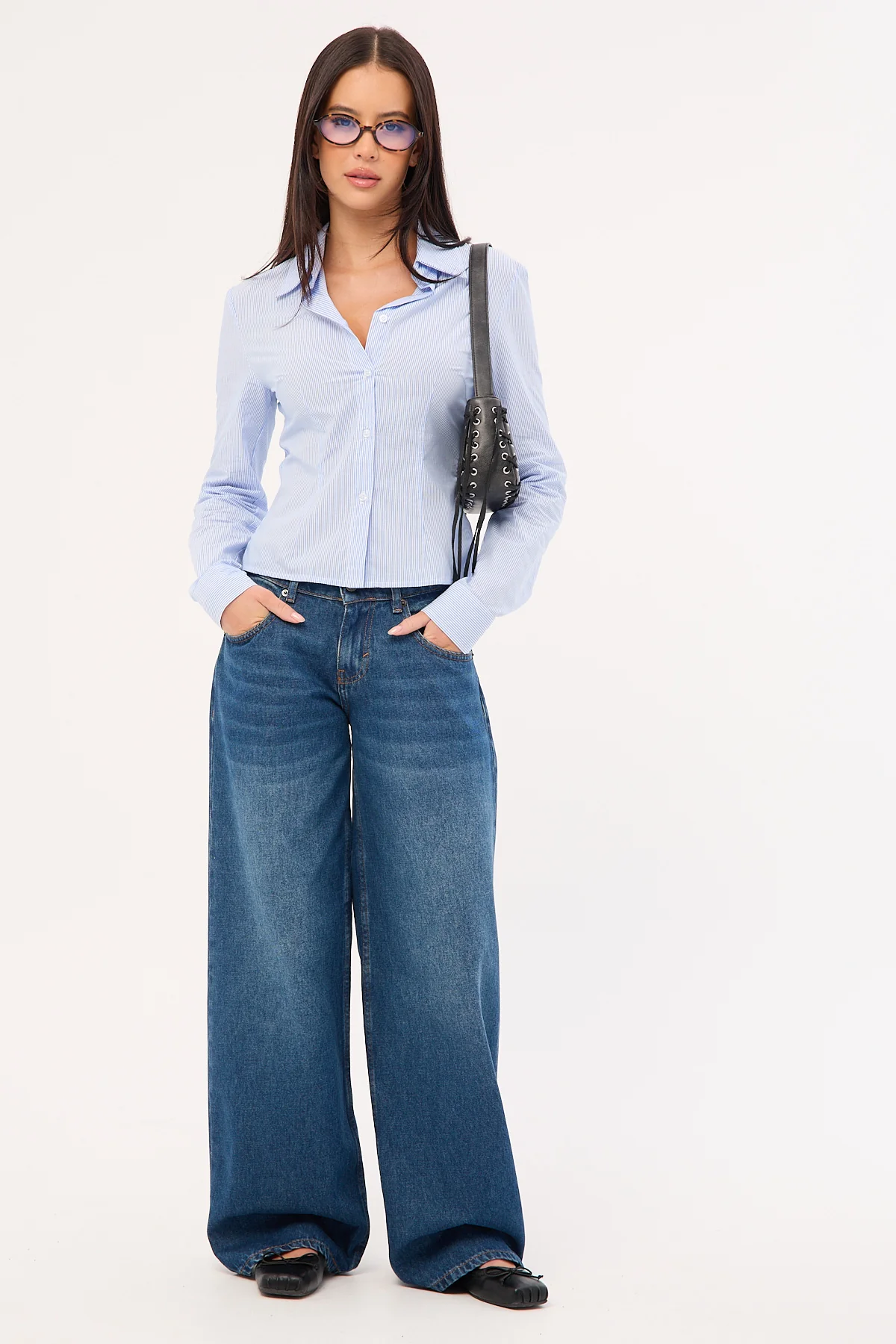 Roomy Extra Wide Low Rise Jean Mid Blue