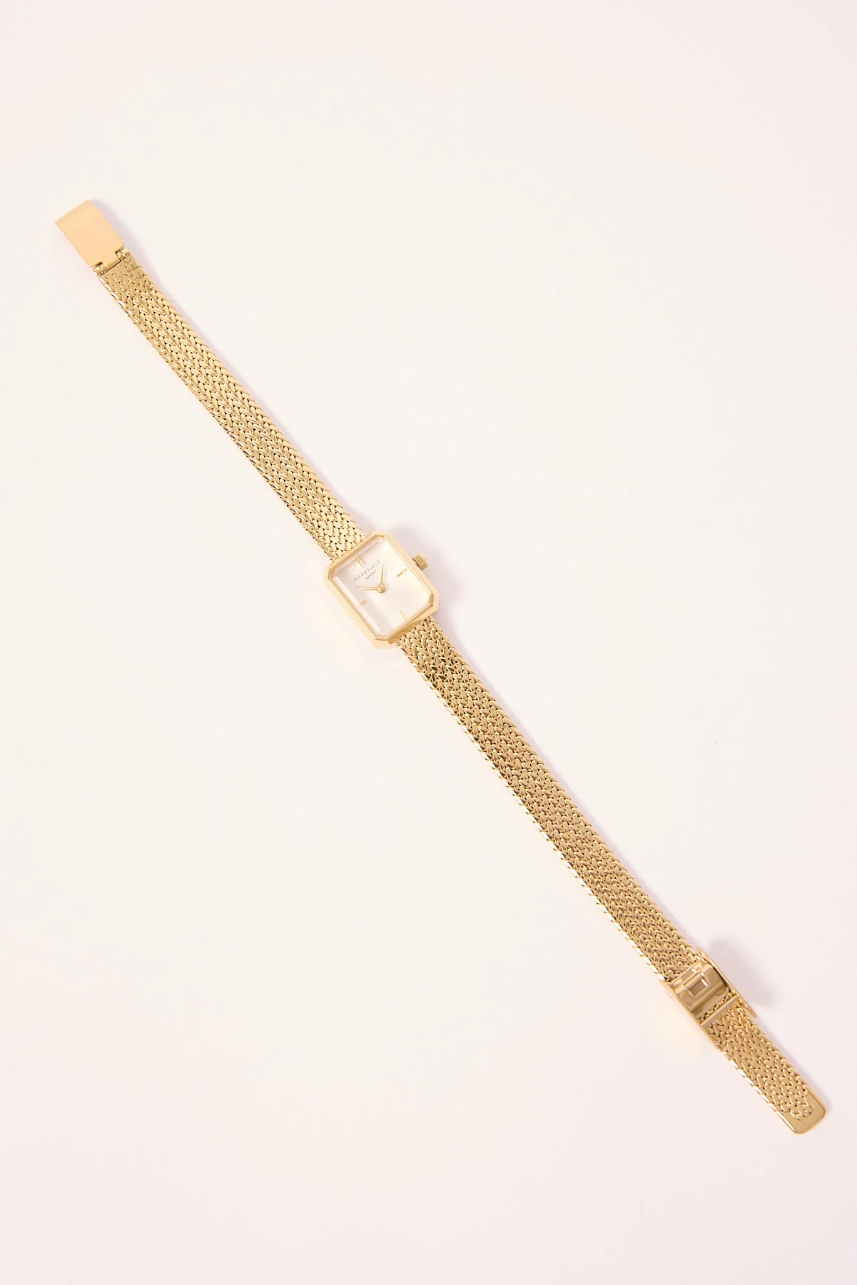 Mini Octagon Woven Mesh Strap White Dial/Gold