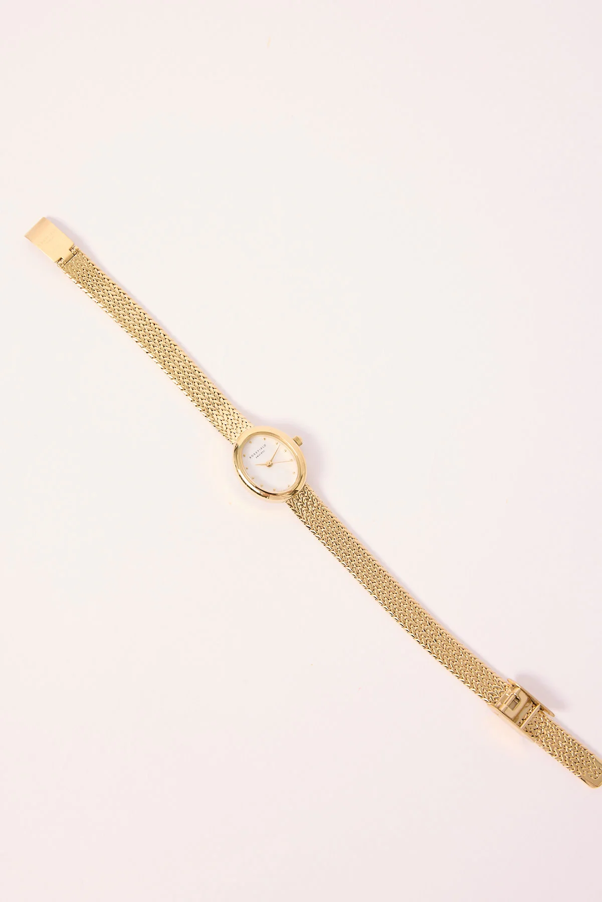 Mini Oval Woven Mesh Strap White Dial/Gold