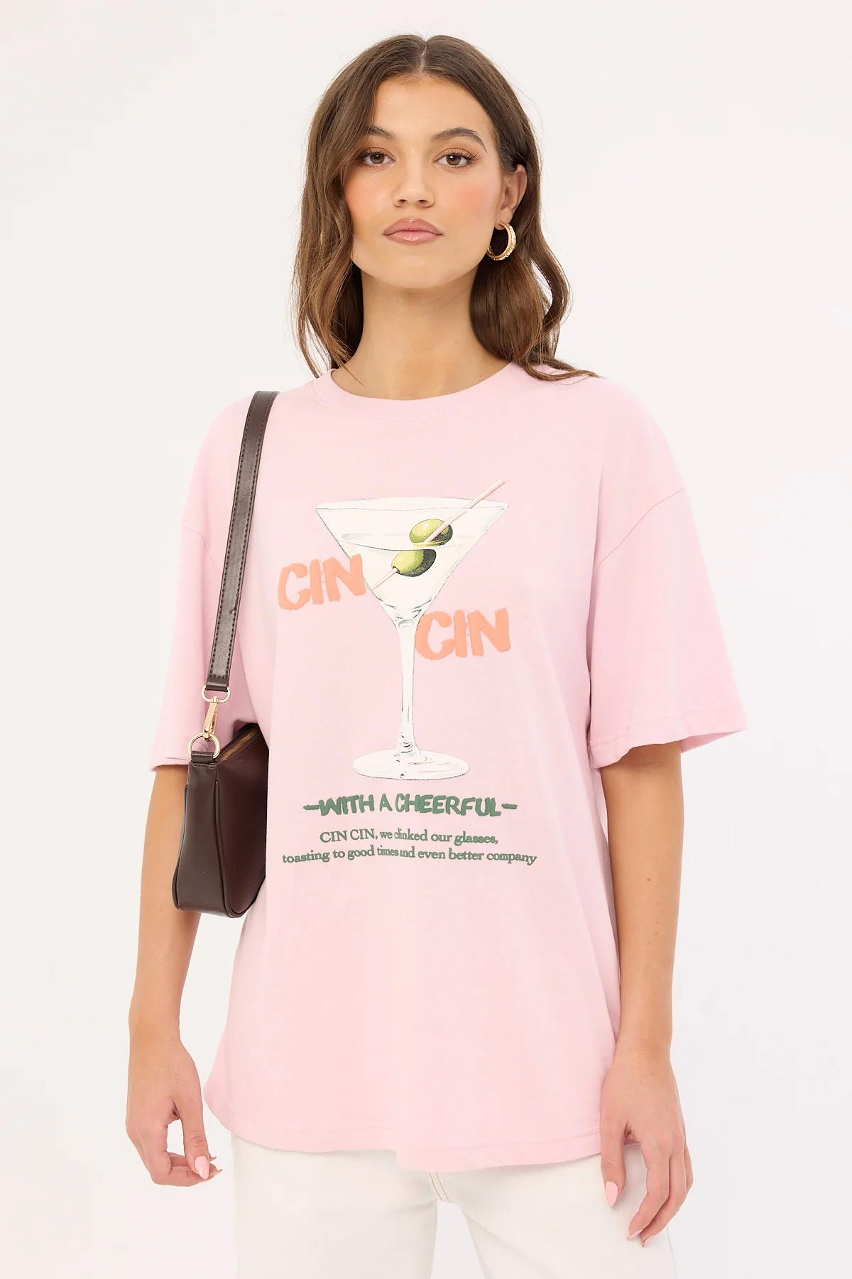 Cin Cin Oversized Tee Pink