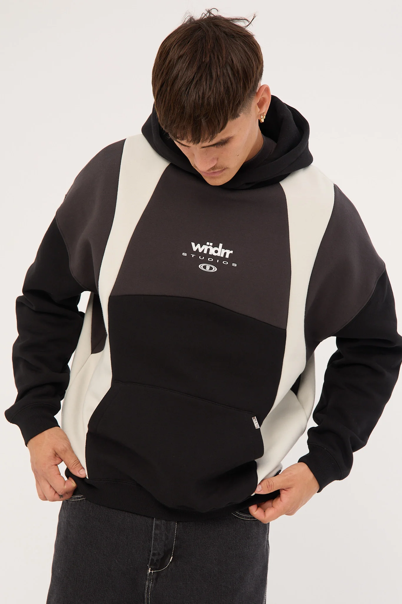 Framed Panel Hood Sweat Black/Oyster