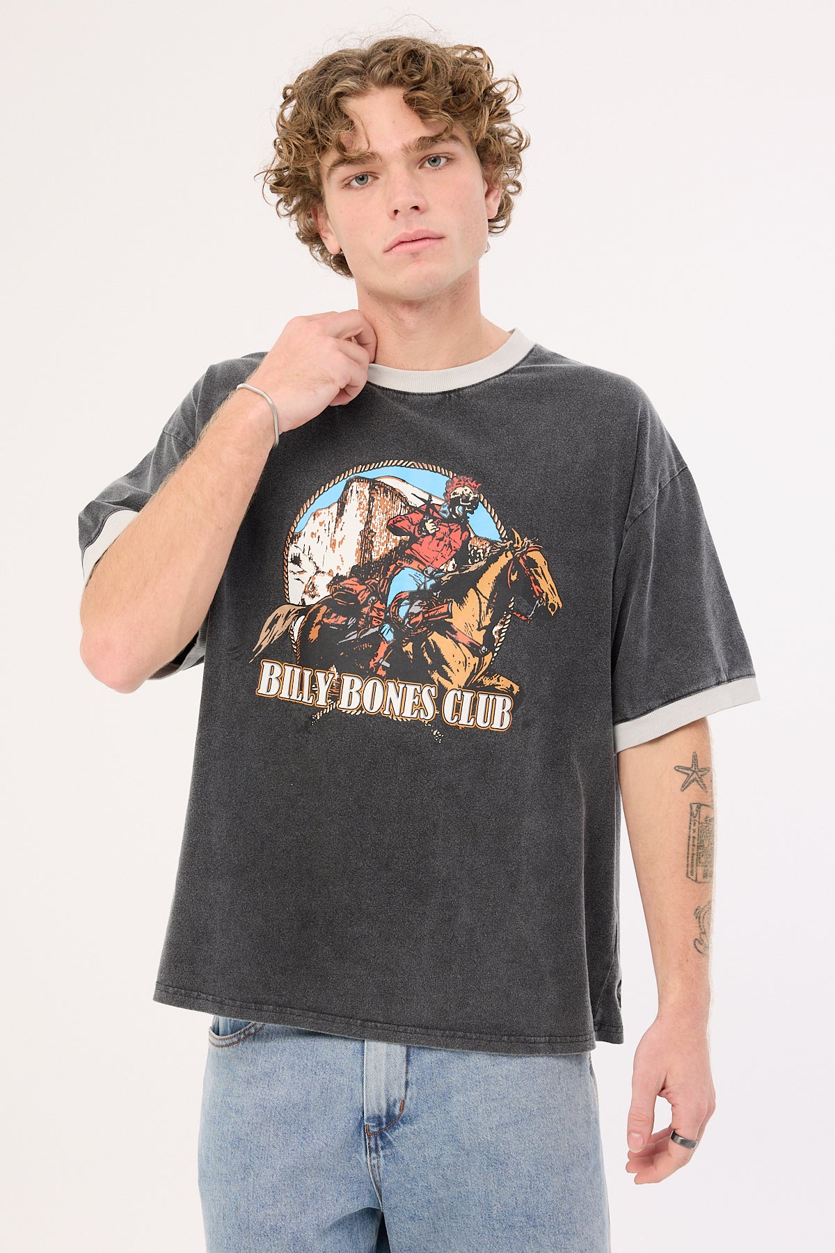 Bones Rodeo 2.0 Boxy Ringer Tee Washed Black