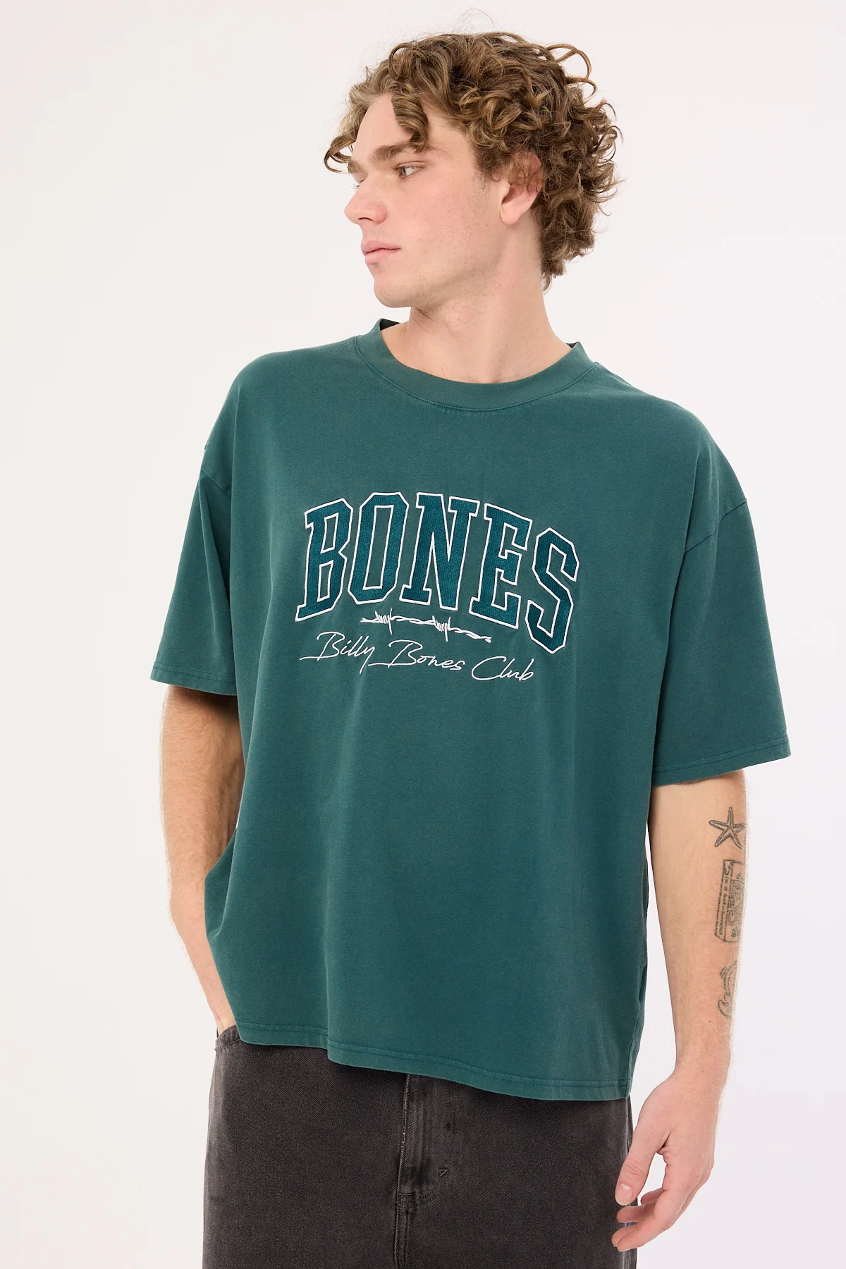Bones College Dropout Oversized Boxy Tee Washed Green