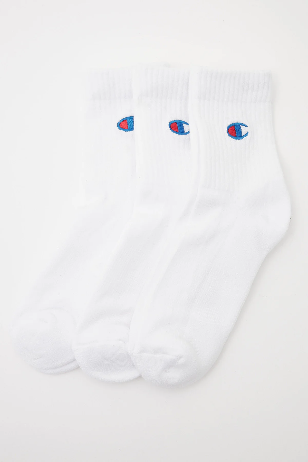 C Logo Qtr Crew 3pk White