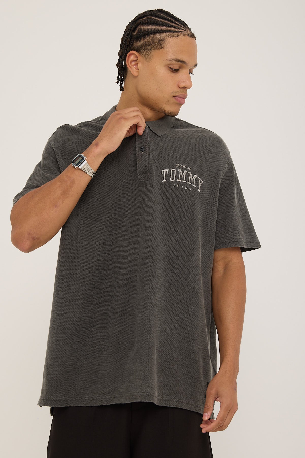 Oversized GD Dye Polo Shirt Black