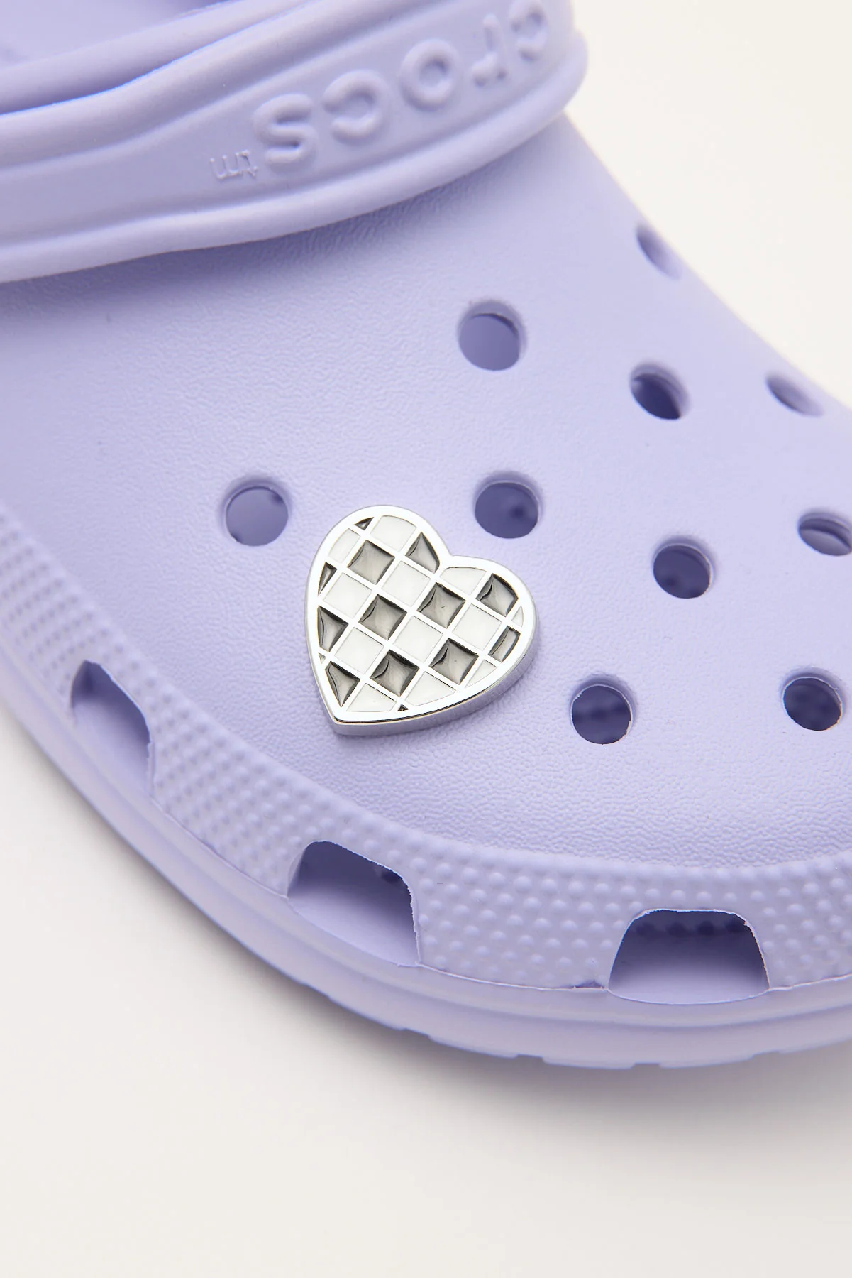 Checkerboard Heart Jibbitz Silver