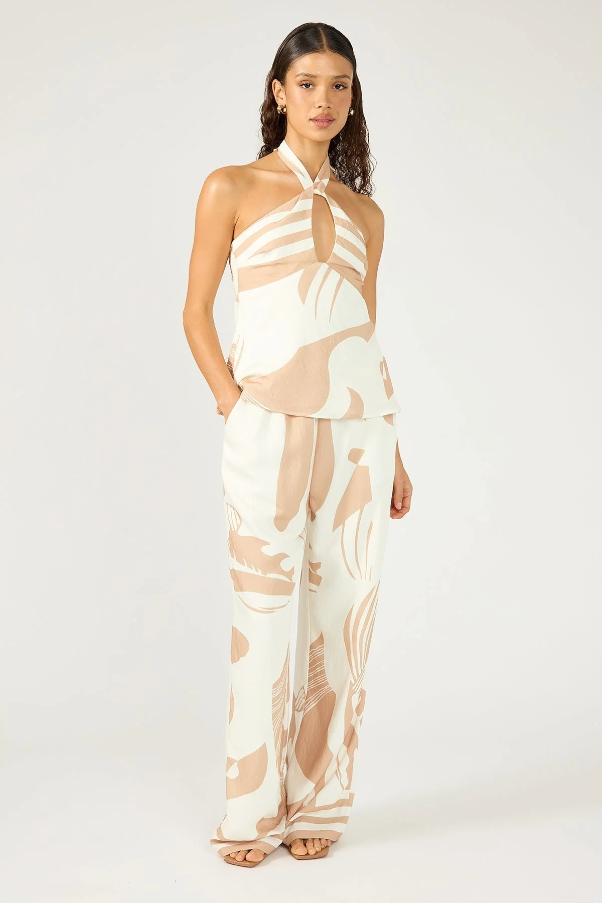 Cielle Straight Leg Pant Nude Print