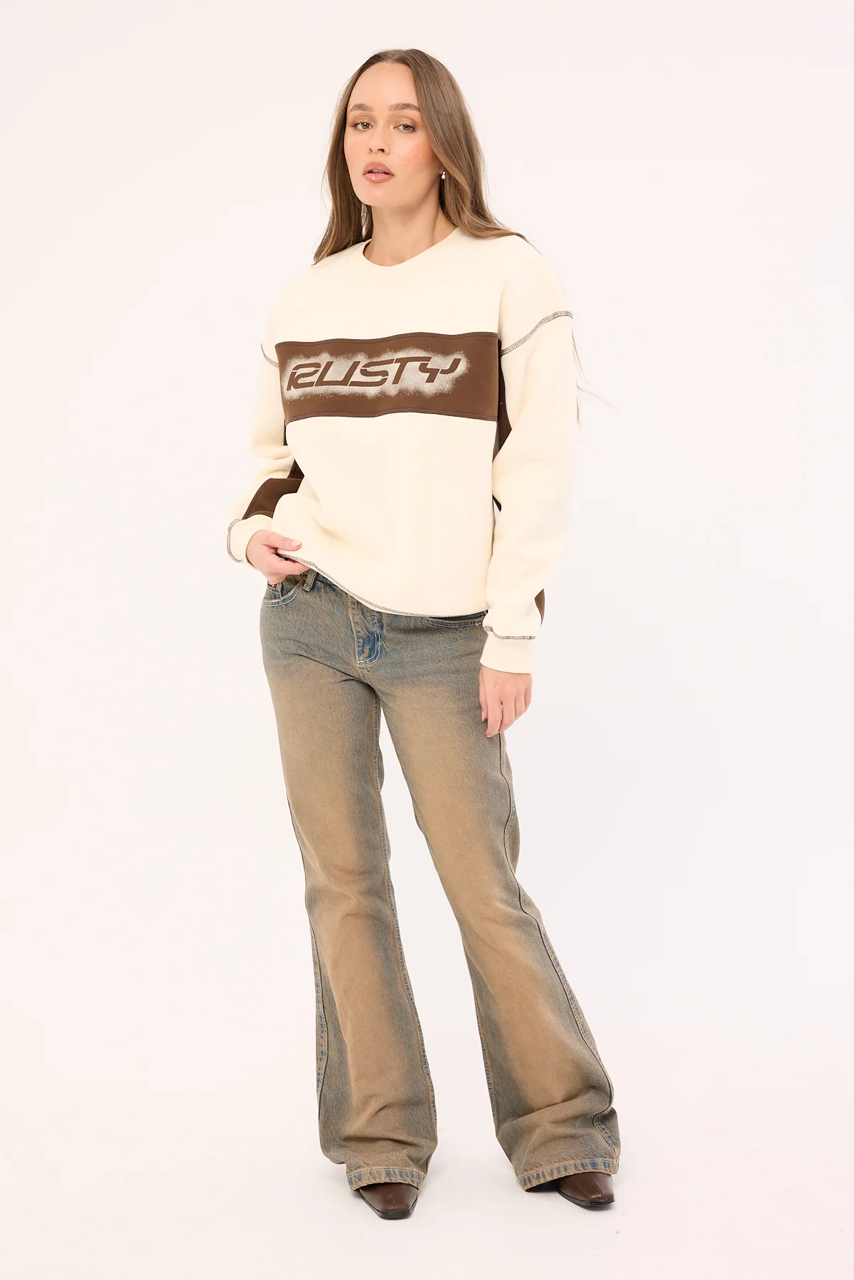 Choc Top L/S Oversize Crew Cream