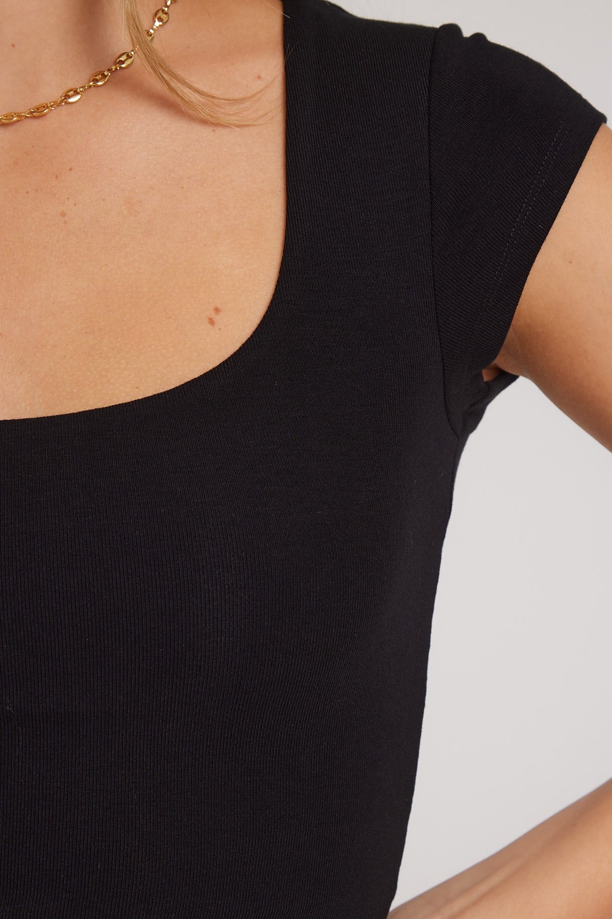 Cap Sleeve Scoop T-Shirt Black 9 Cap Sleeve Scoop T-Shirt Black