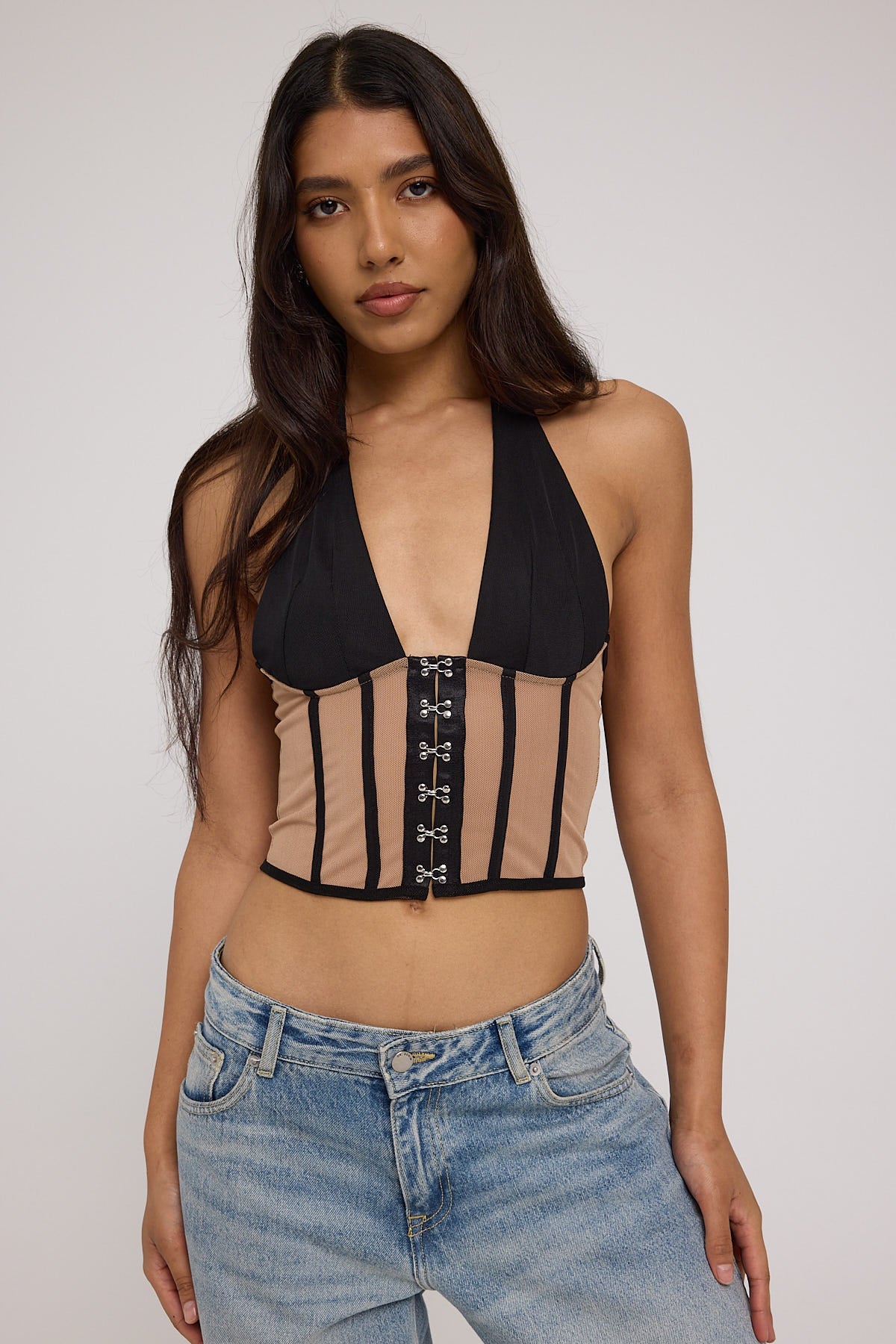 Devyn Halter Corset Black