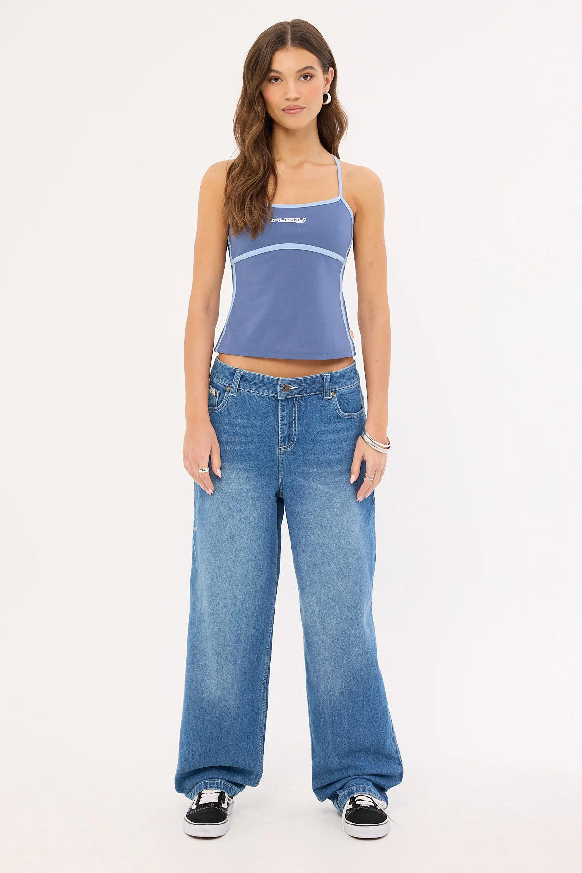 He Ghosted Bethany Baggy Low Rise Jeans Blasted Middy Blue