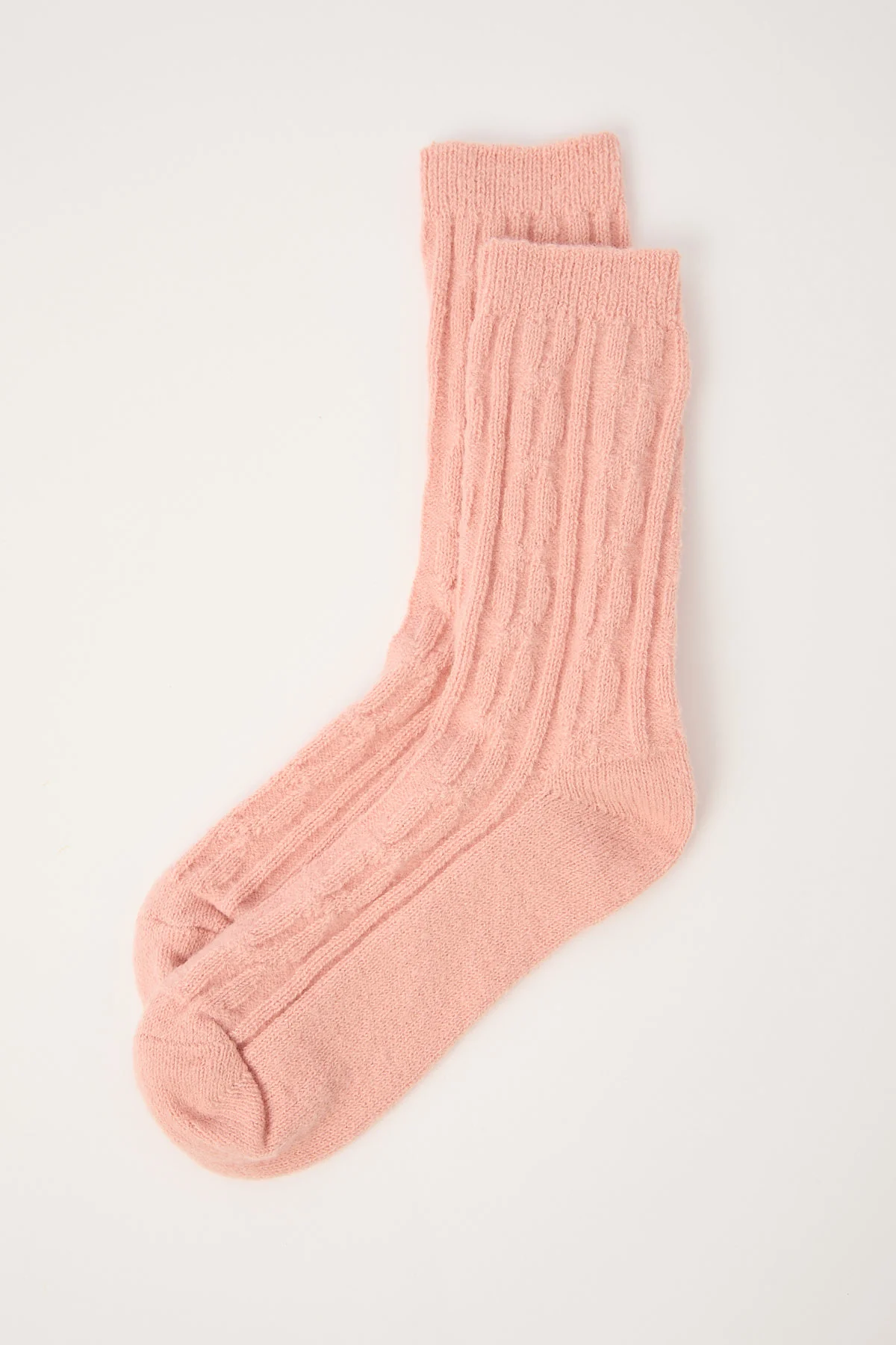 Cable Knit Socks Pink