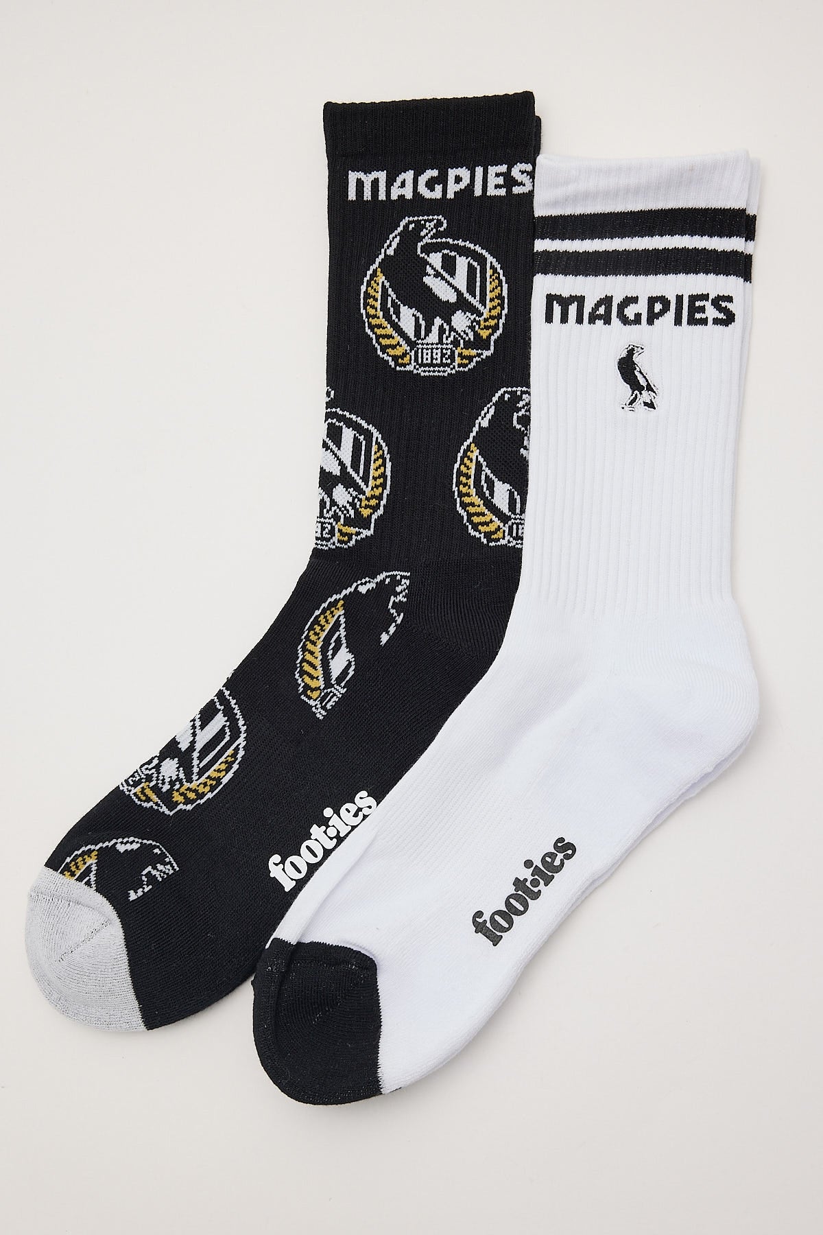 Collingwood Magpies Sneaker Sock 2pk Black/White