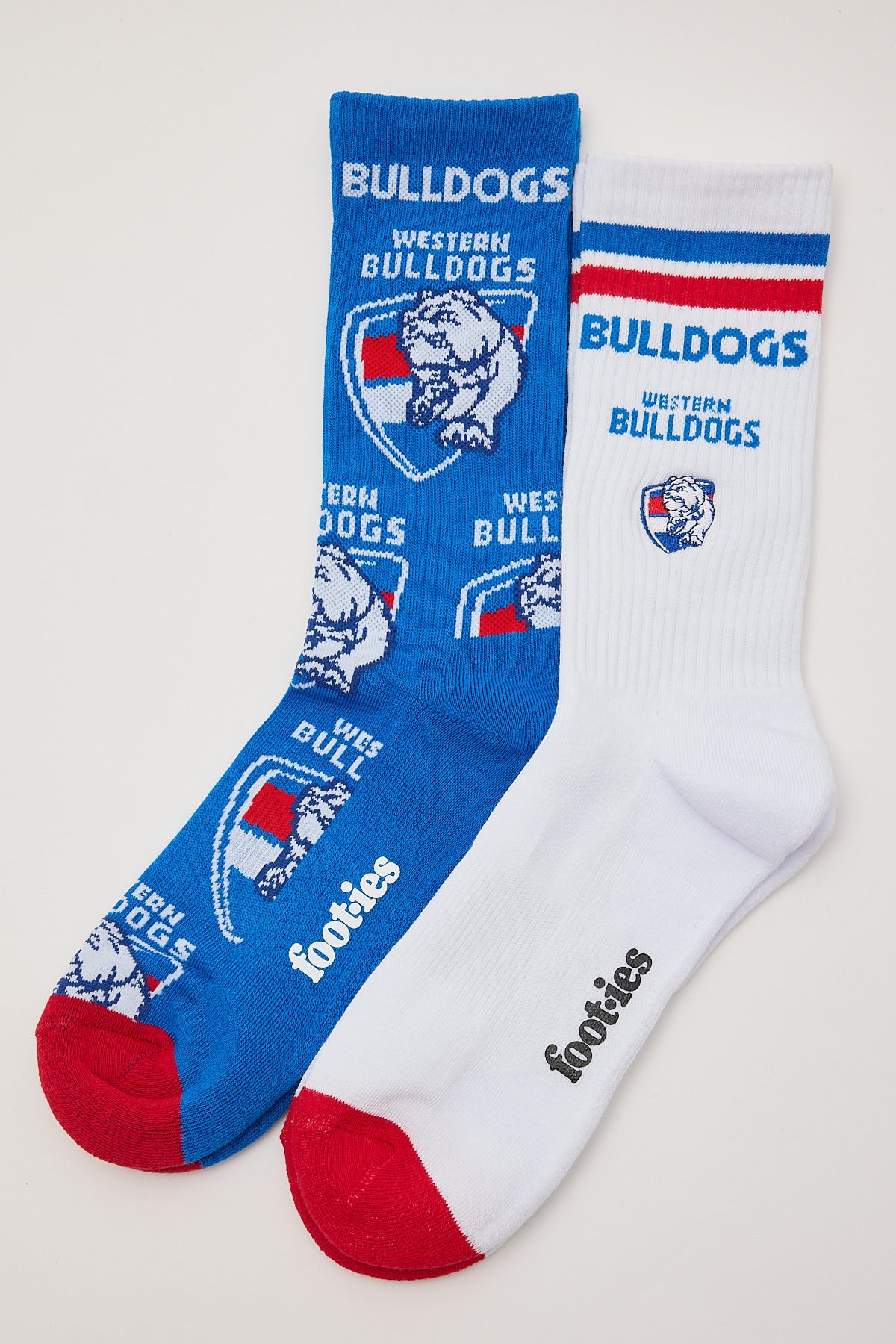 Western Bulldogs Sneaker Sock 2pk White/Blue