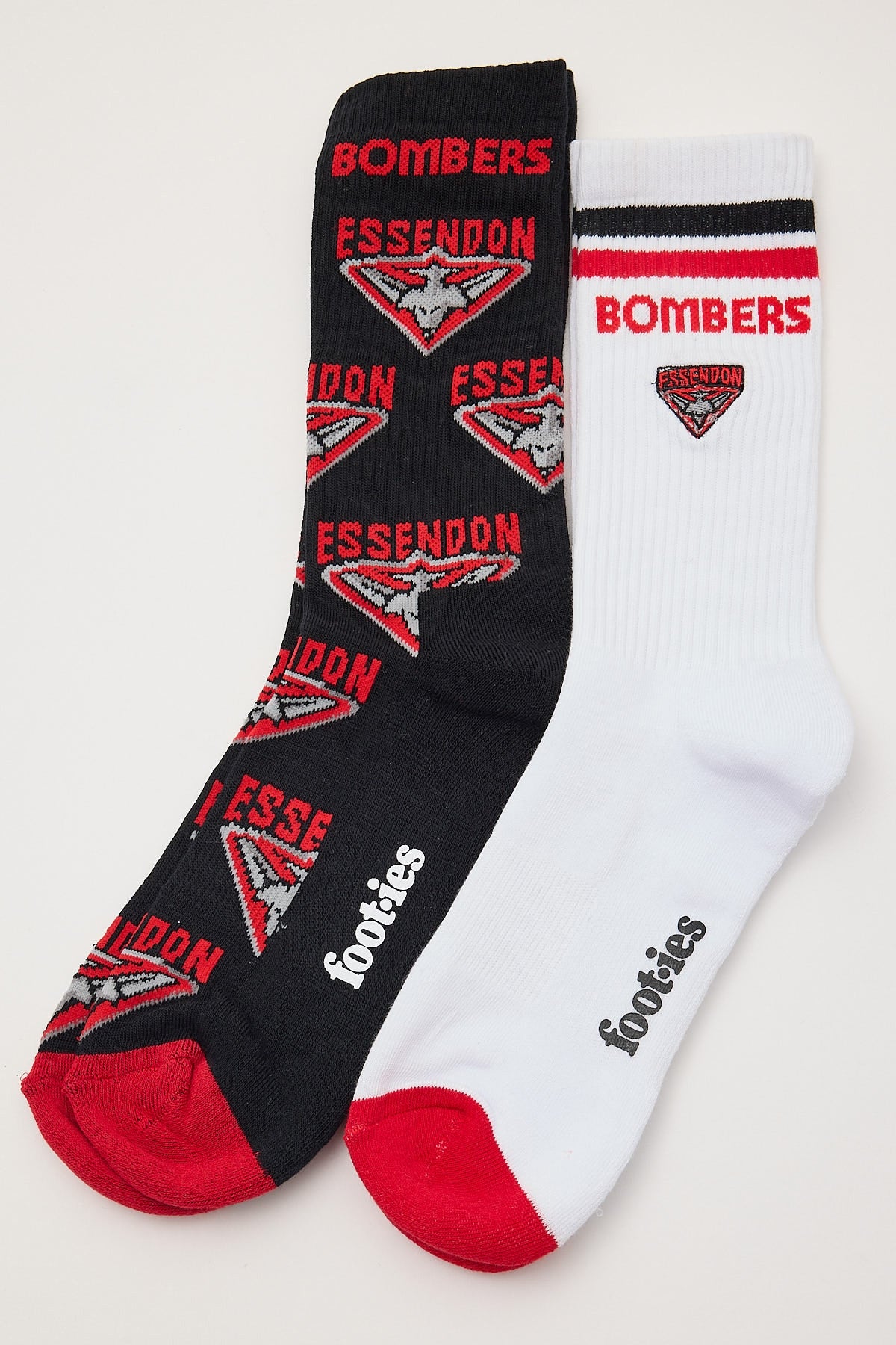 Essendon Bombers Sneaker Sock 2pk Black/White