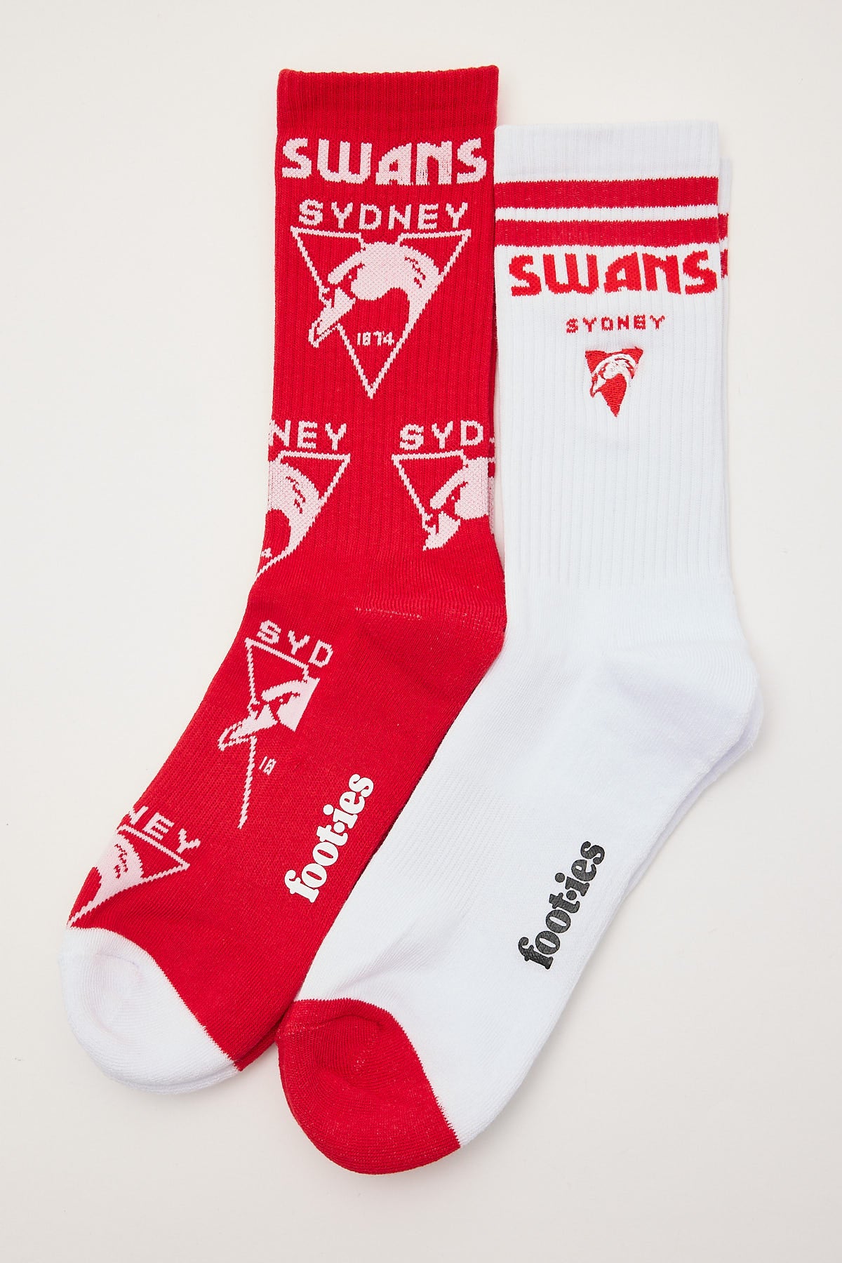 Sydney Swans Sneaker Sock 2pk White/Red