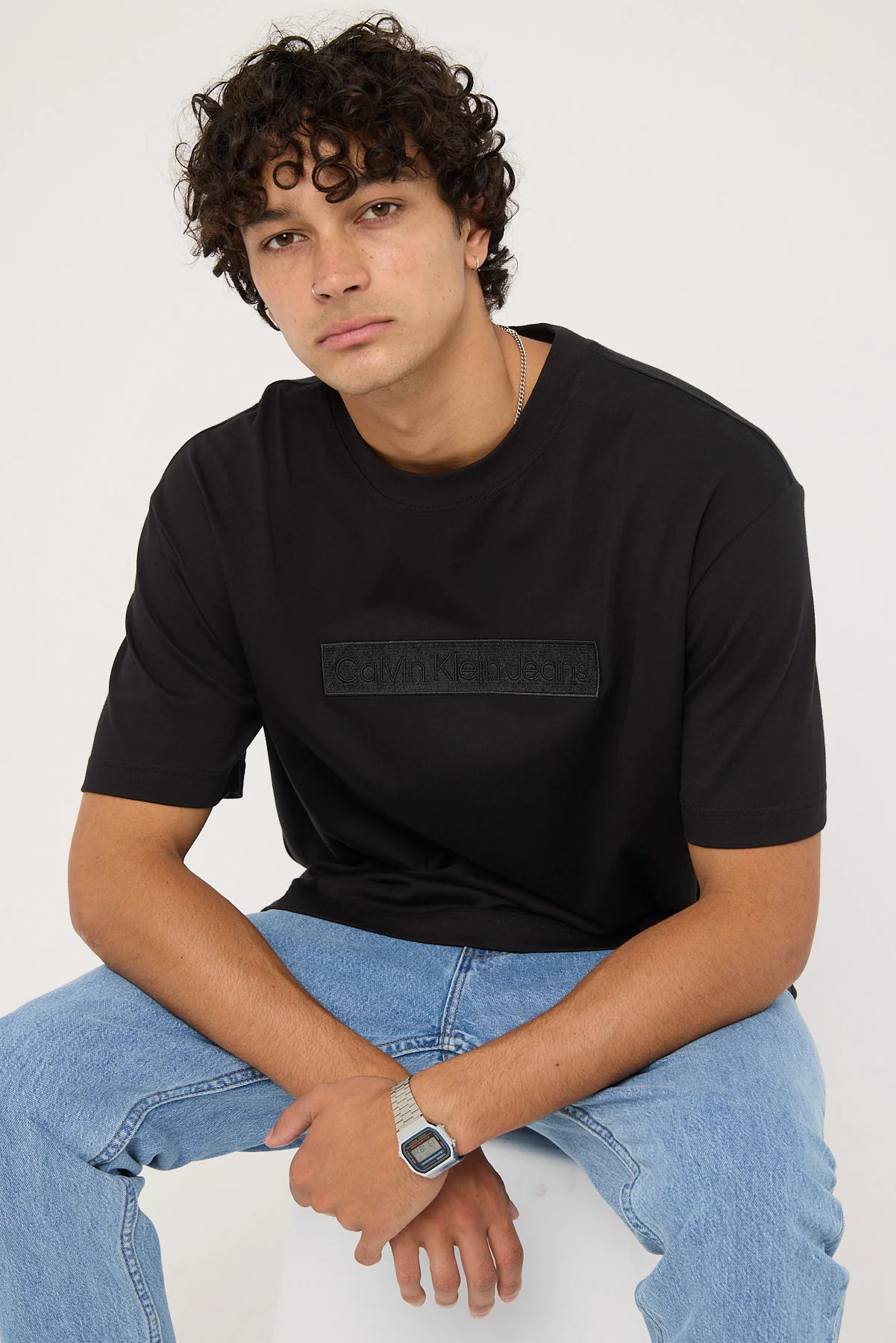 Embroidered Box Tee Ck Ck Black
