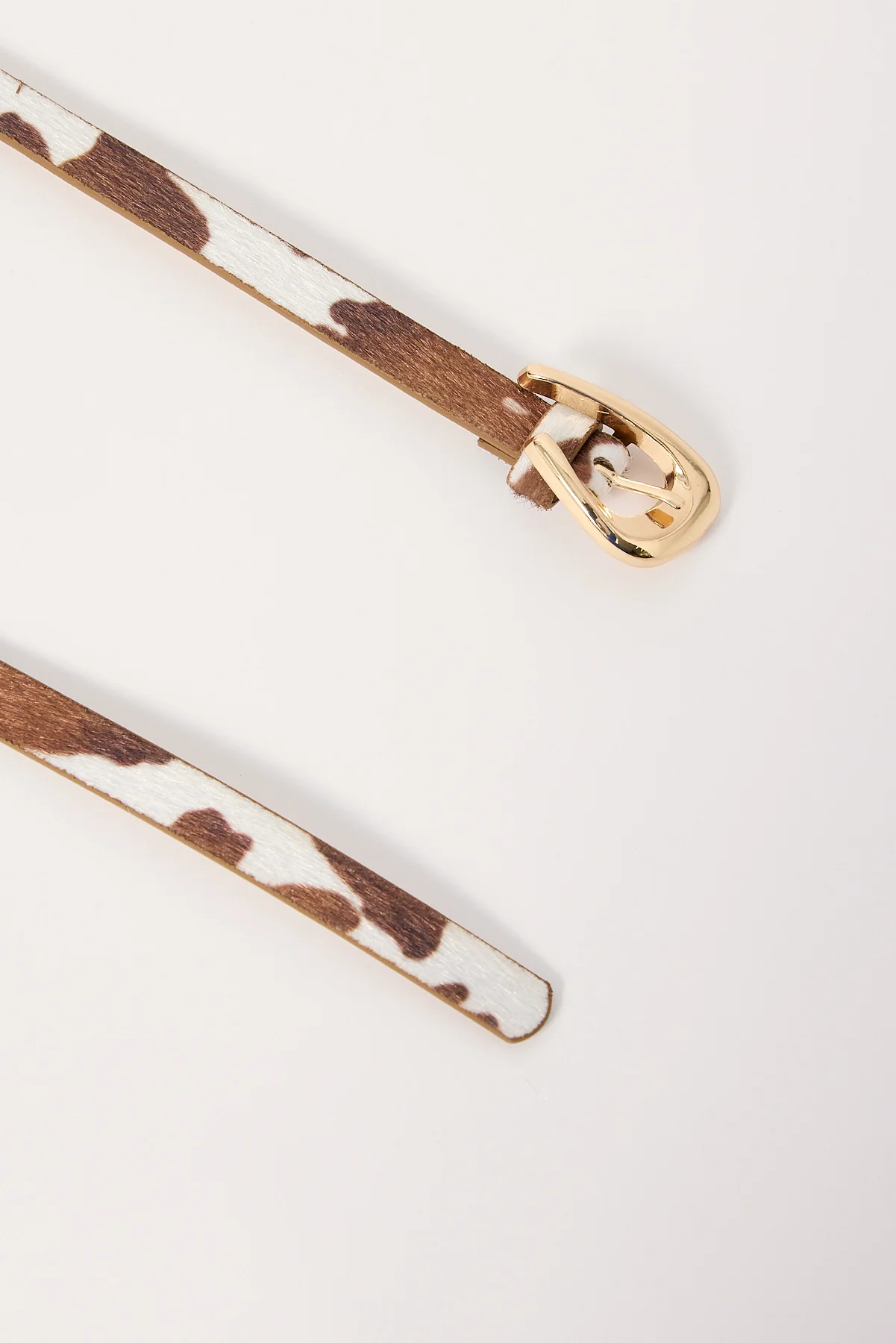 Cowhide Thin Belt Brown/Cream
