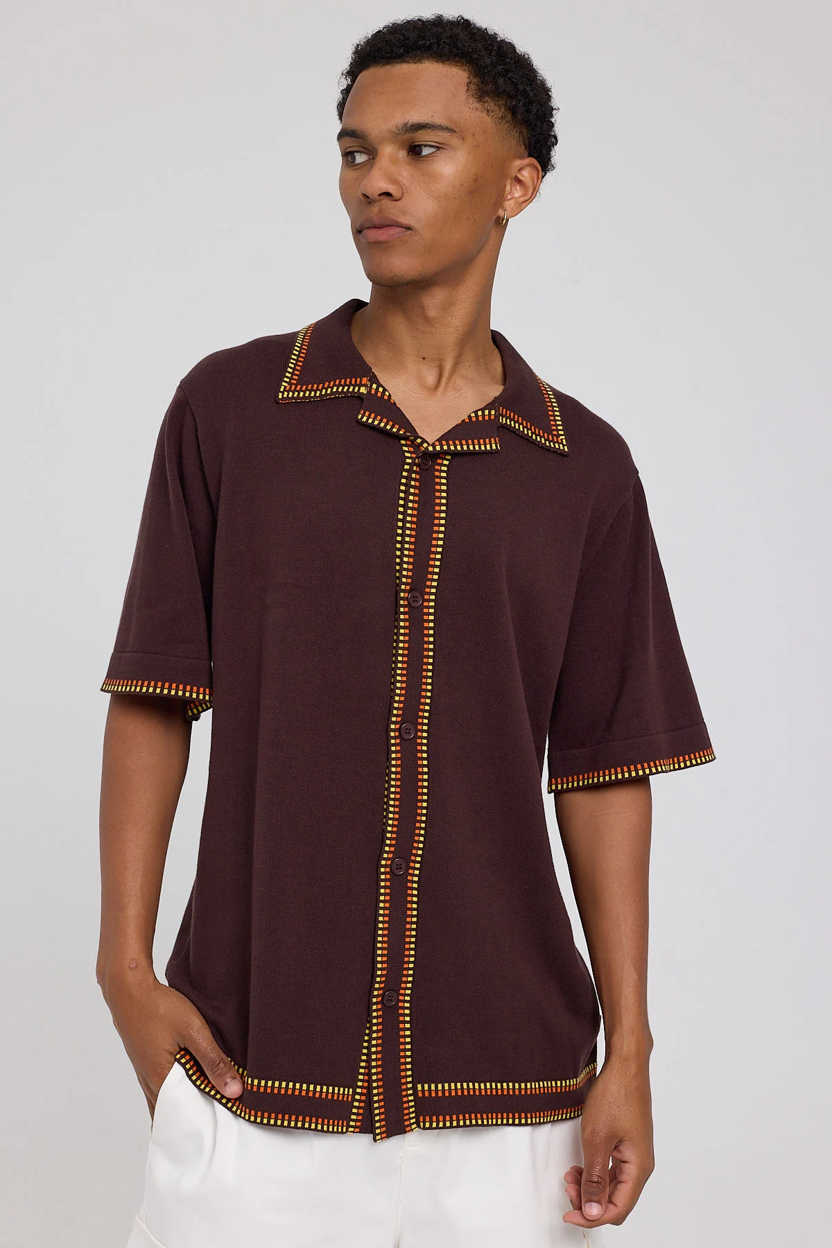 Dash Knit Bowler Shirt Brown