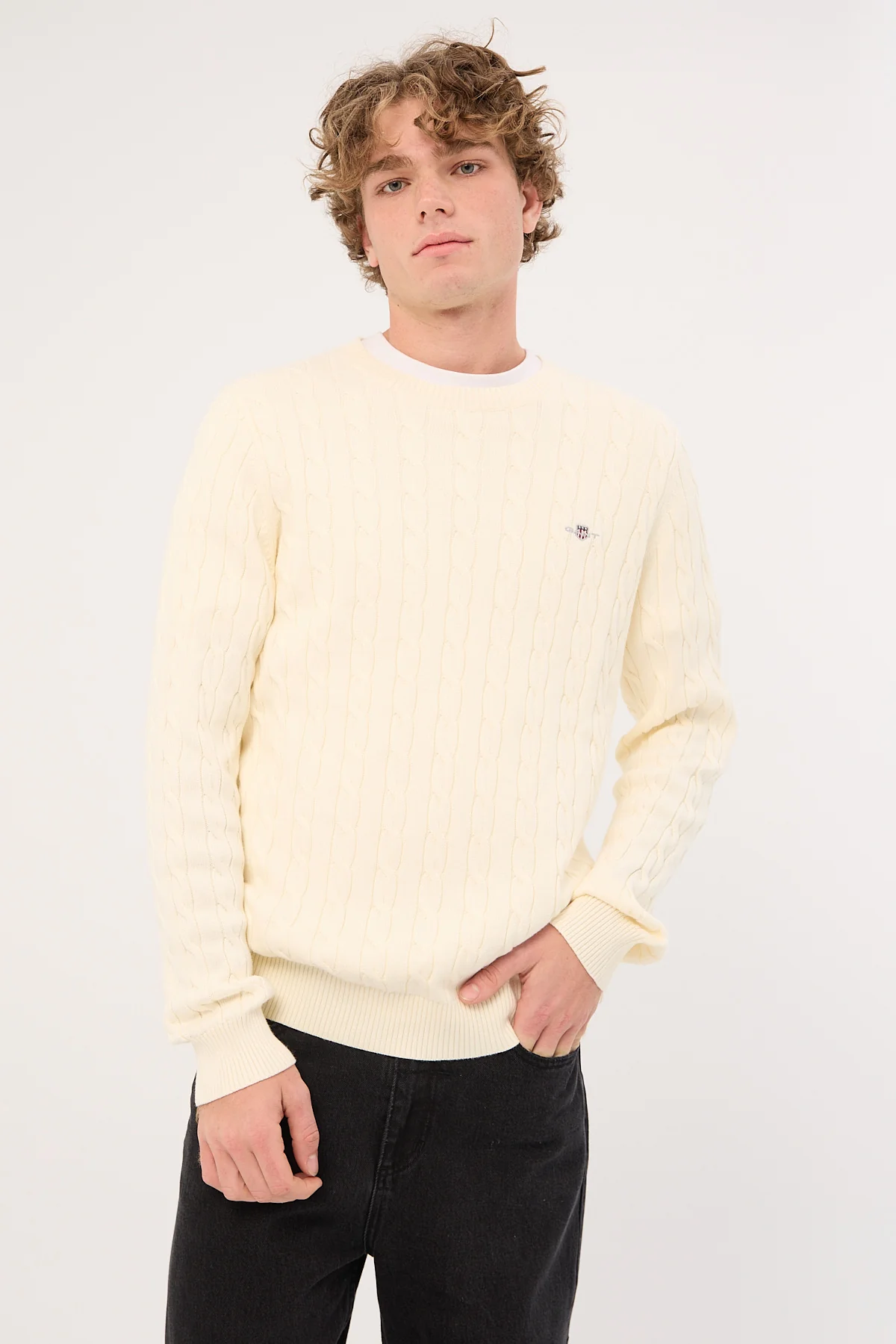Cotton Cable C-Neck Cream