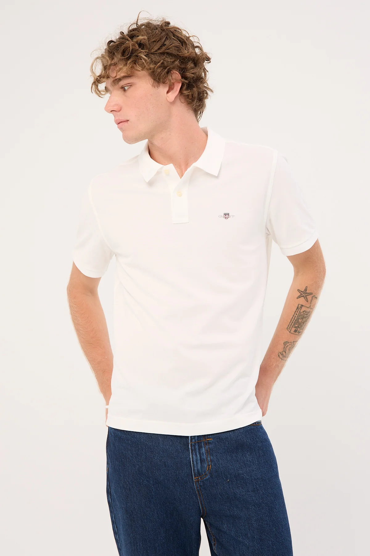 Reg Shield SS Pique Polo White