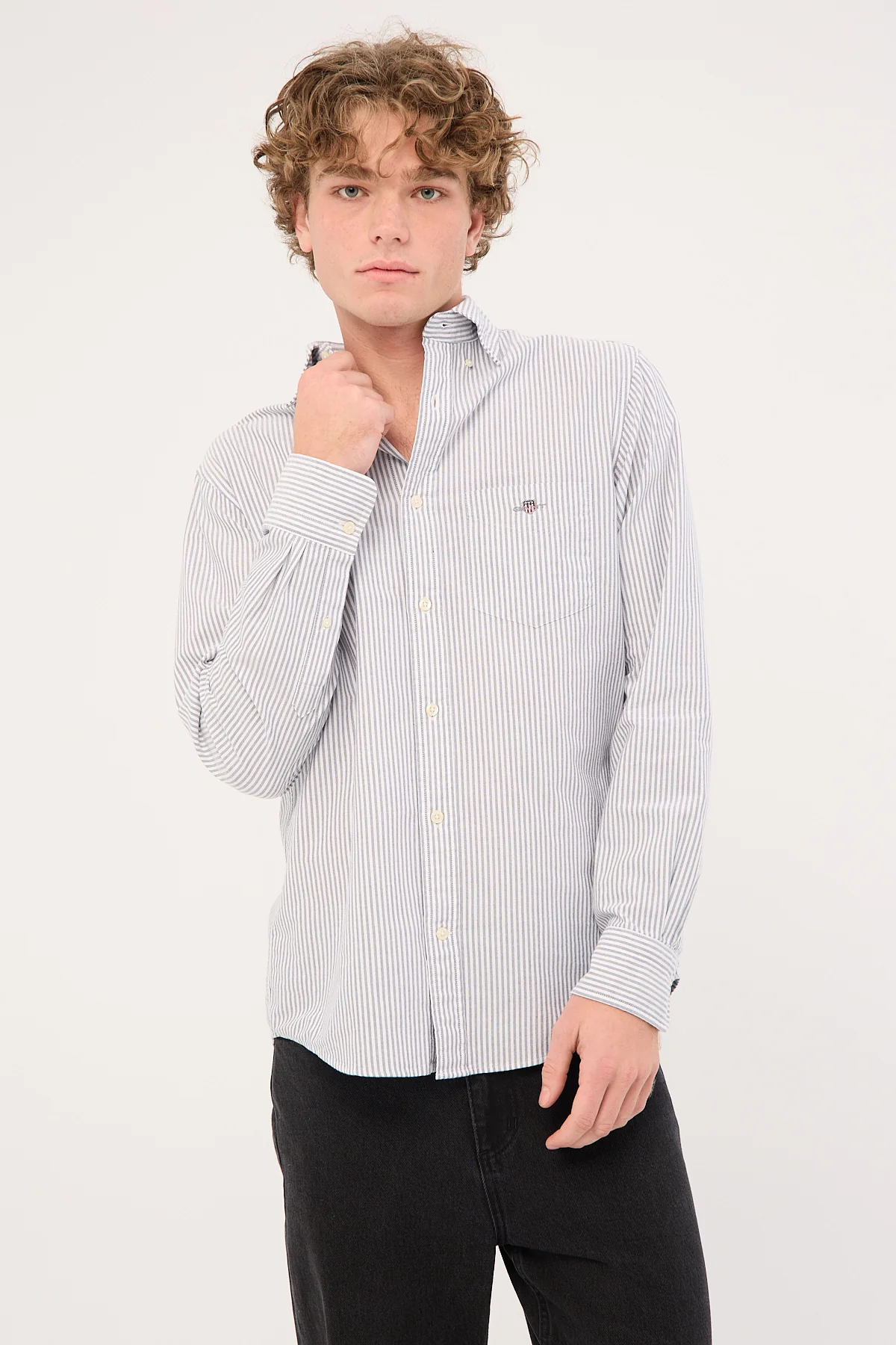 Reg Oxford Banker Stripe Shirt Persian Blue