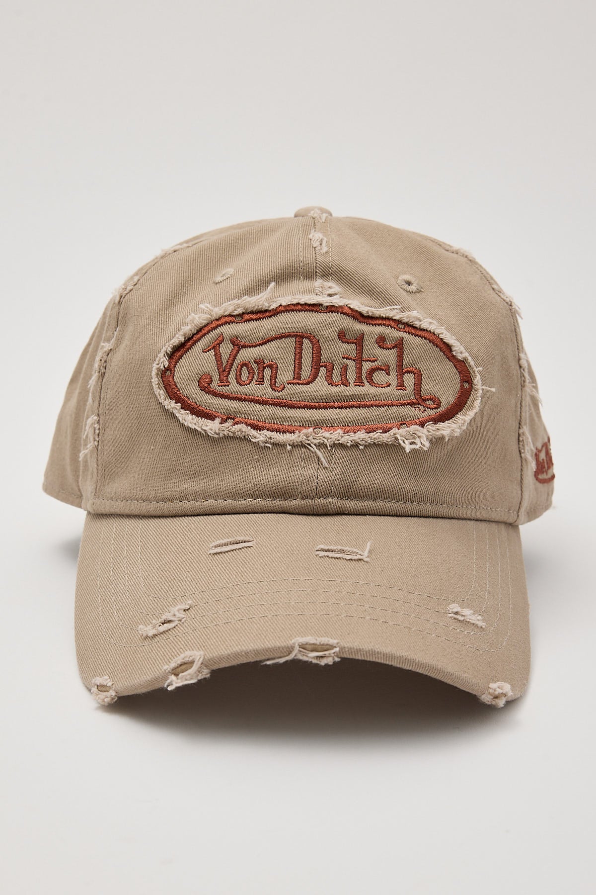 Distressed Dad Cap Washed Tan/Brown Patch