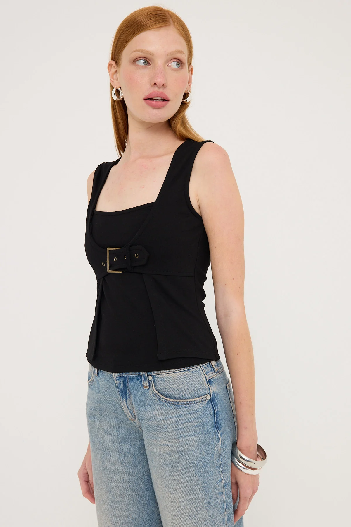 Athena Buckle Top Black