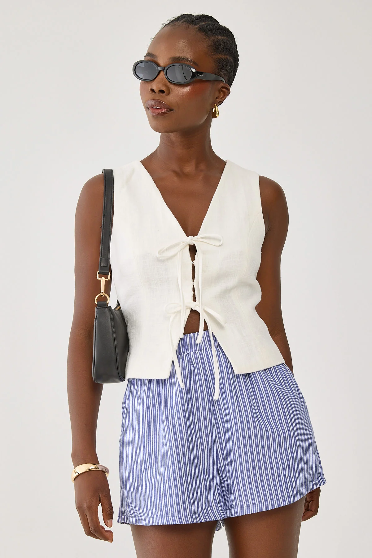 Menorca Tie Up Vest Top White 1 Menorca Tie Up Vest Top White