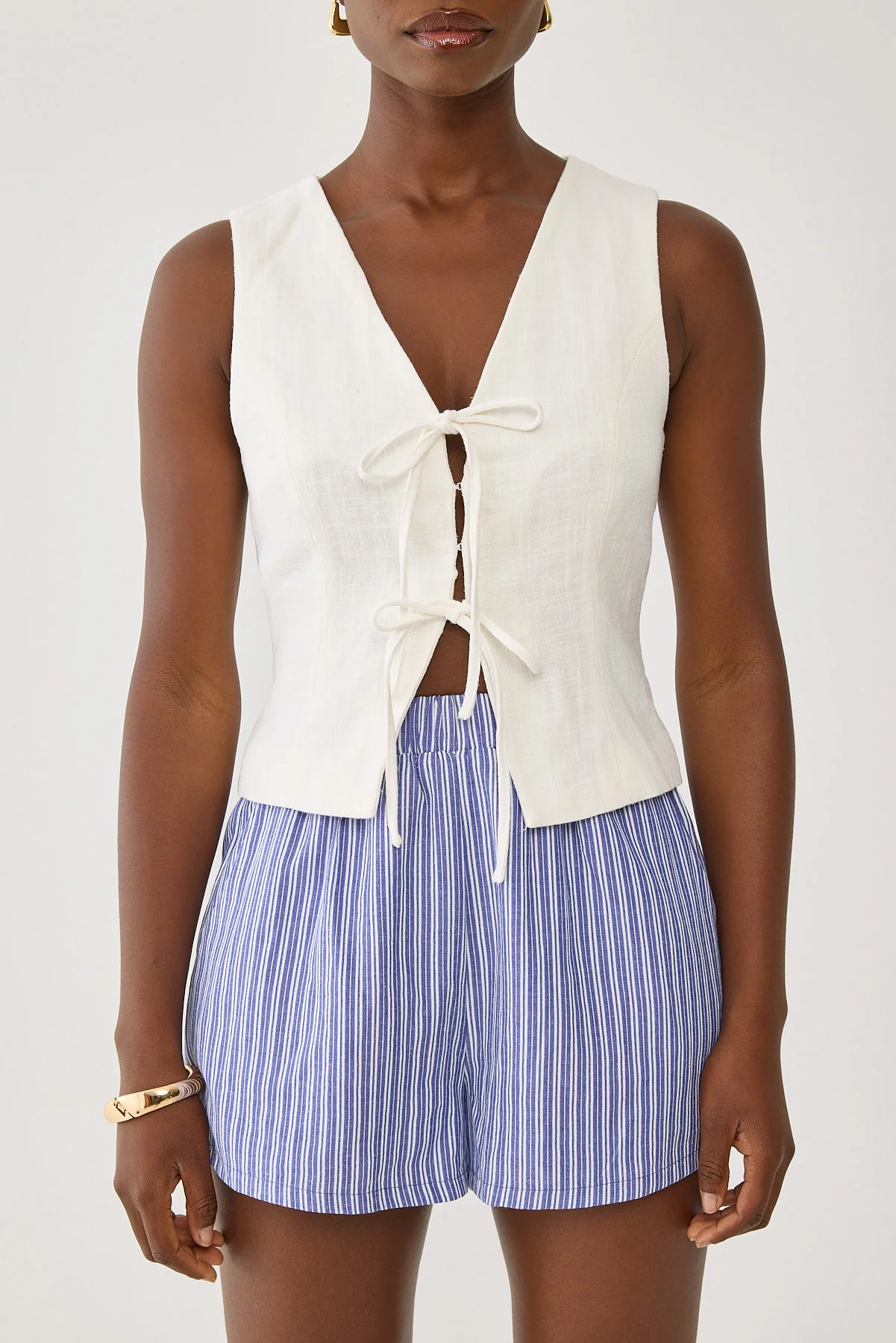 Menorca Tie Up Vest Top White 6 Menorca Tie Up Vest Top White