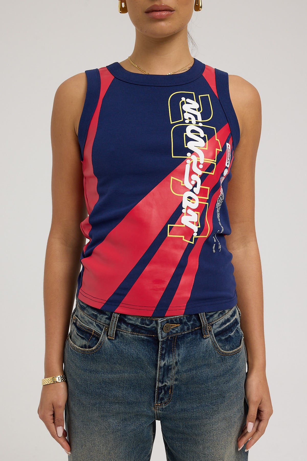 Teleport Jersey Tank Blue/Red 8 Teleport Jersey Tank Blue/Red