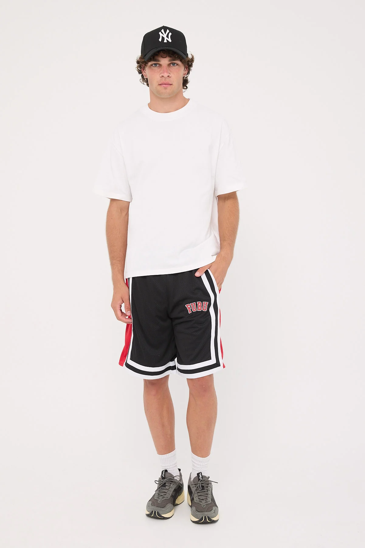 College Mesh Shorts Black/Red/White 1 College Mesh Shorts Black/Red/White