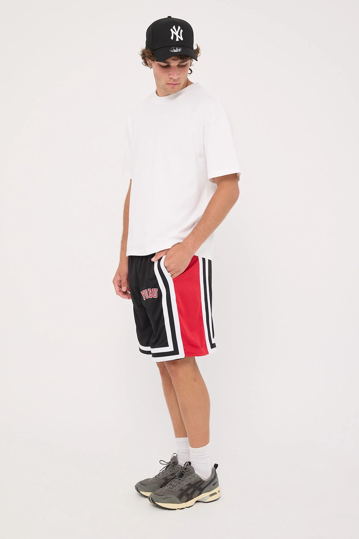 College Mesh Shorts Black/Red/White 3 College Mesh Shorts Black/Red/White