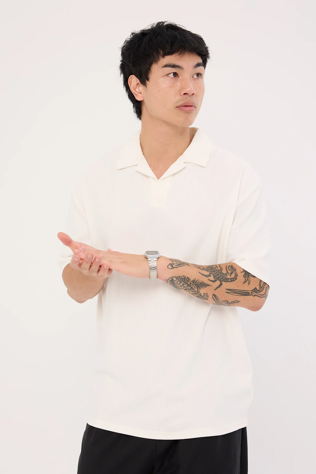 Austin Pleated Polo White 1 Austin Pleated Polo White