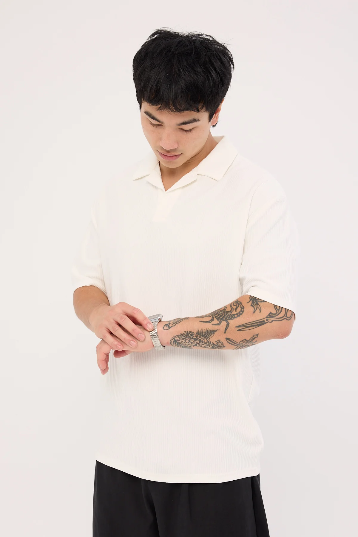Austin Pleated Polo White 4 Austin Pleated Polo White